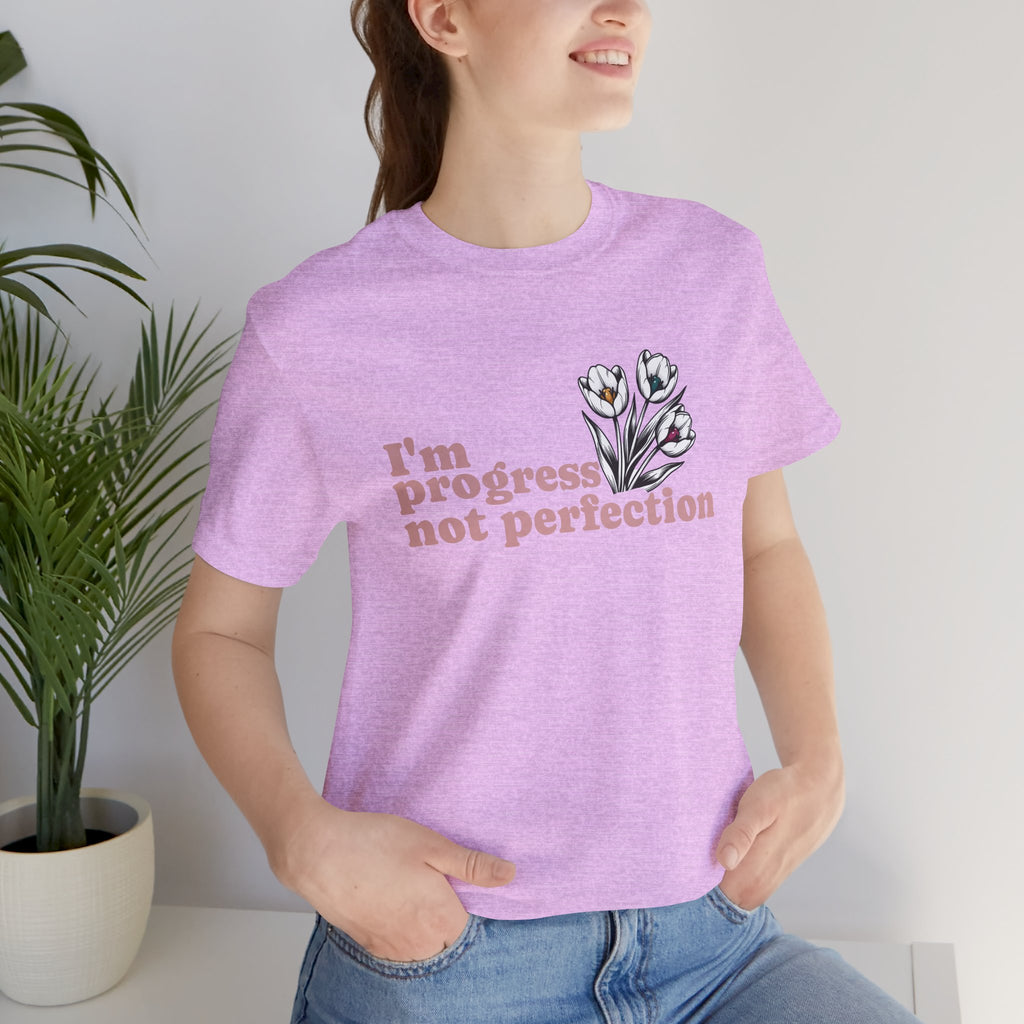 Progress Not Perfection — Floral Self-Love Tee