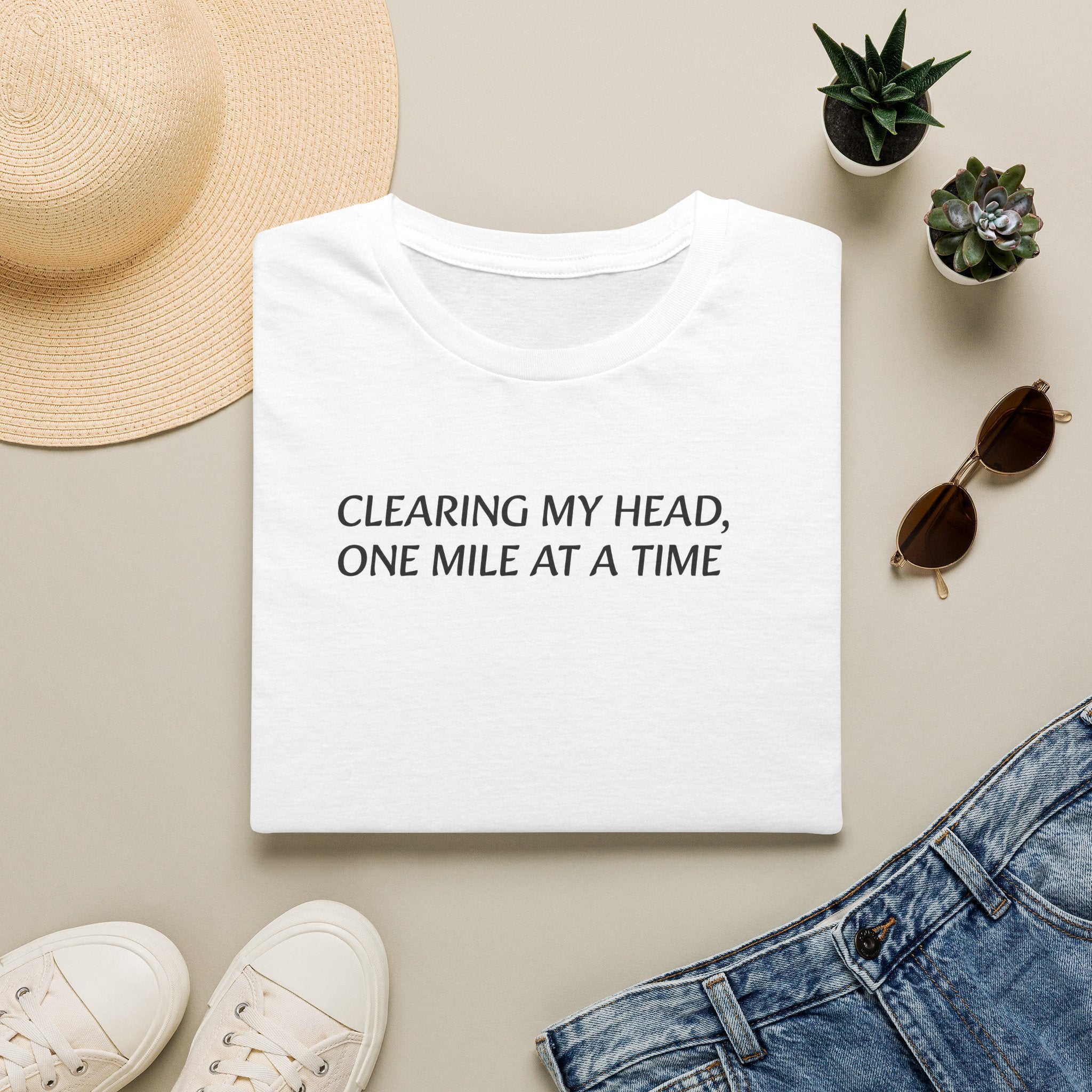 "Clearing My Head, One Mile at a Time" Minimalist Fitness Tee