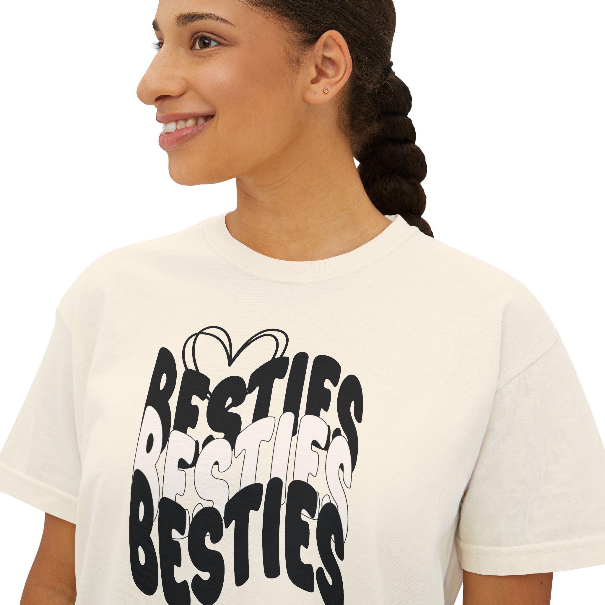 Besties Retro Boxy Tee — Black Letters