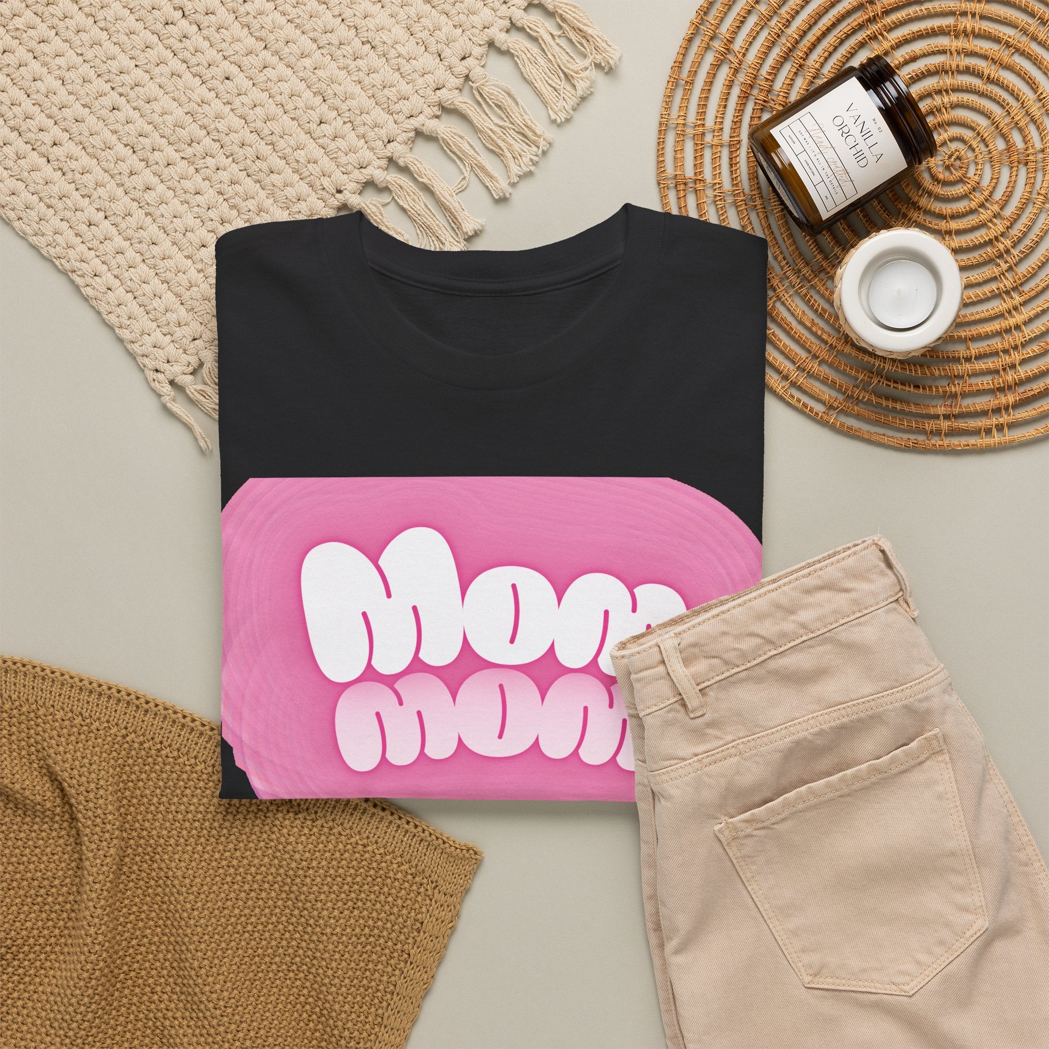 Retro Bubble Text Mom Tee - Pink