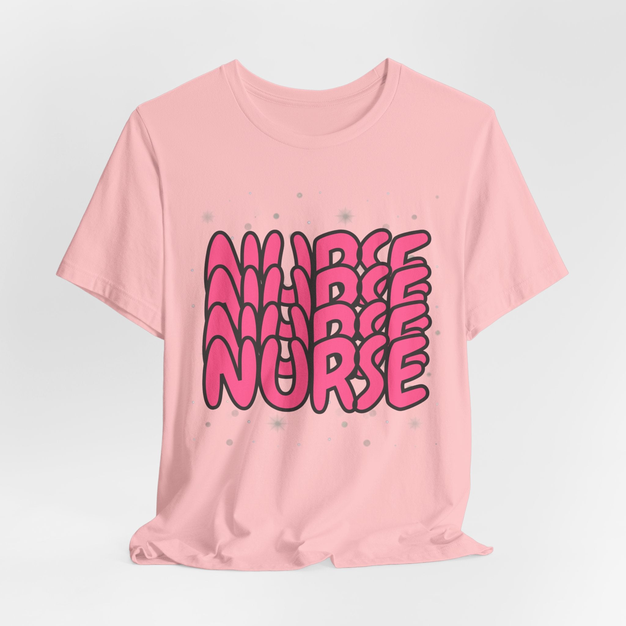 Nurse Retro Bubble Text Tee — Pink "NURSE" Graphic T‑Shirt