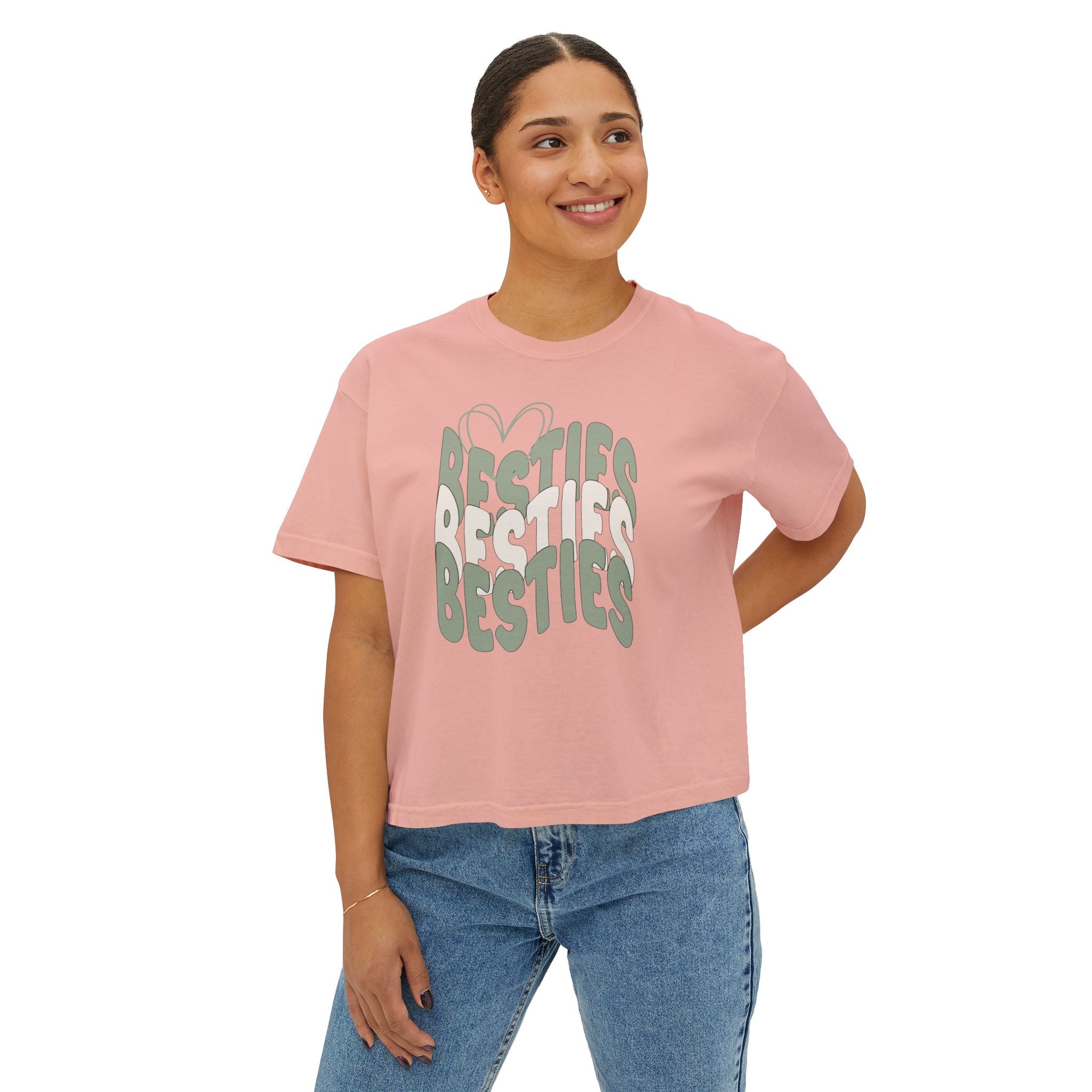 Besties Retro Boxy Tee — Sage Letters