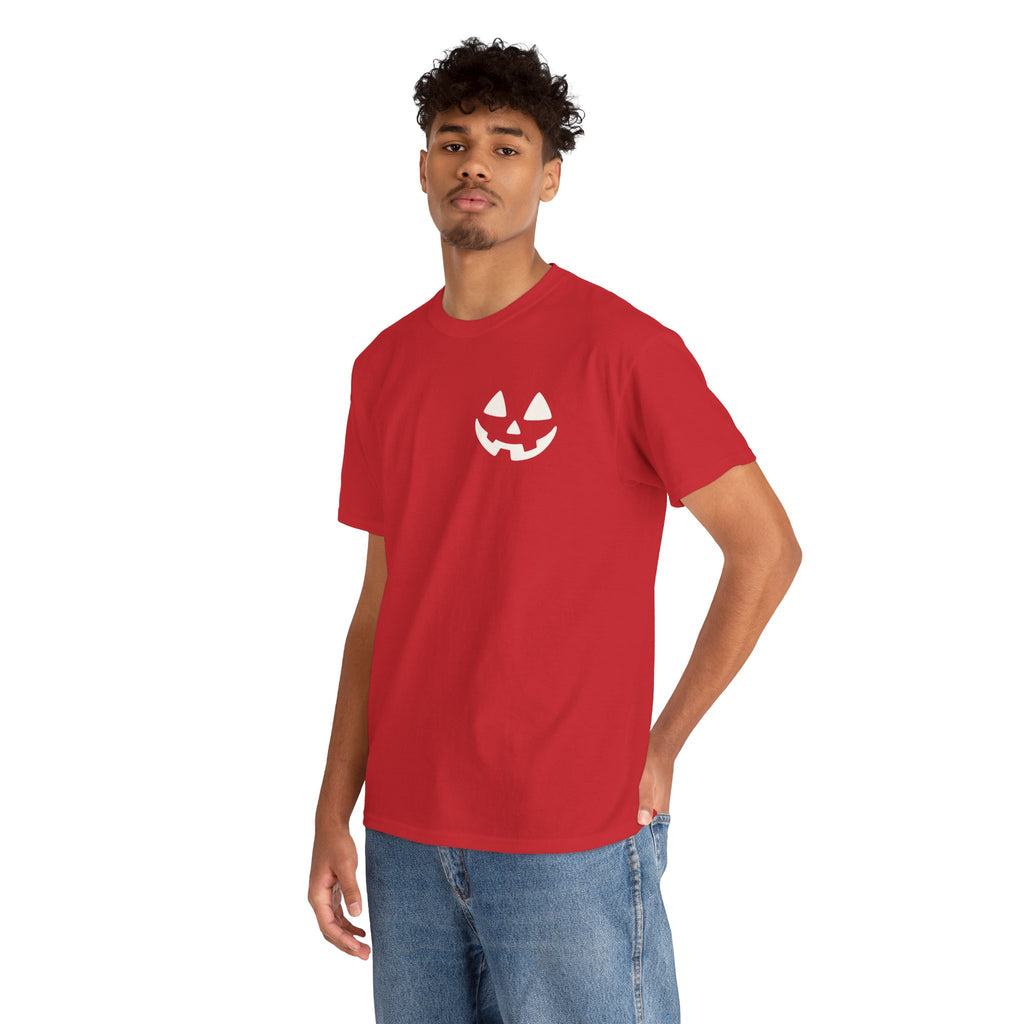 Jack-o'-Lantern Pocket Tee — Halloween Pumpkin Face T-Shirt