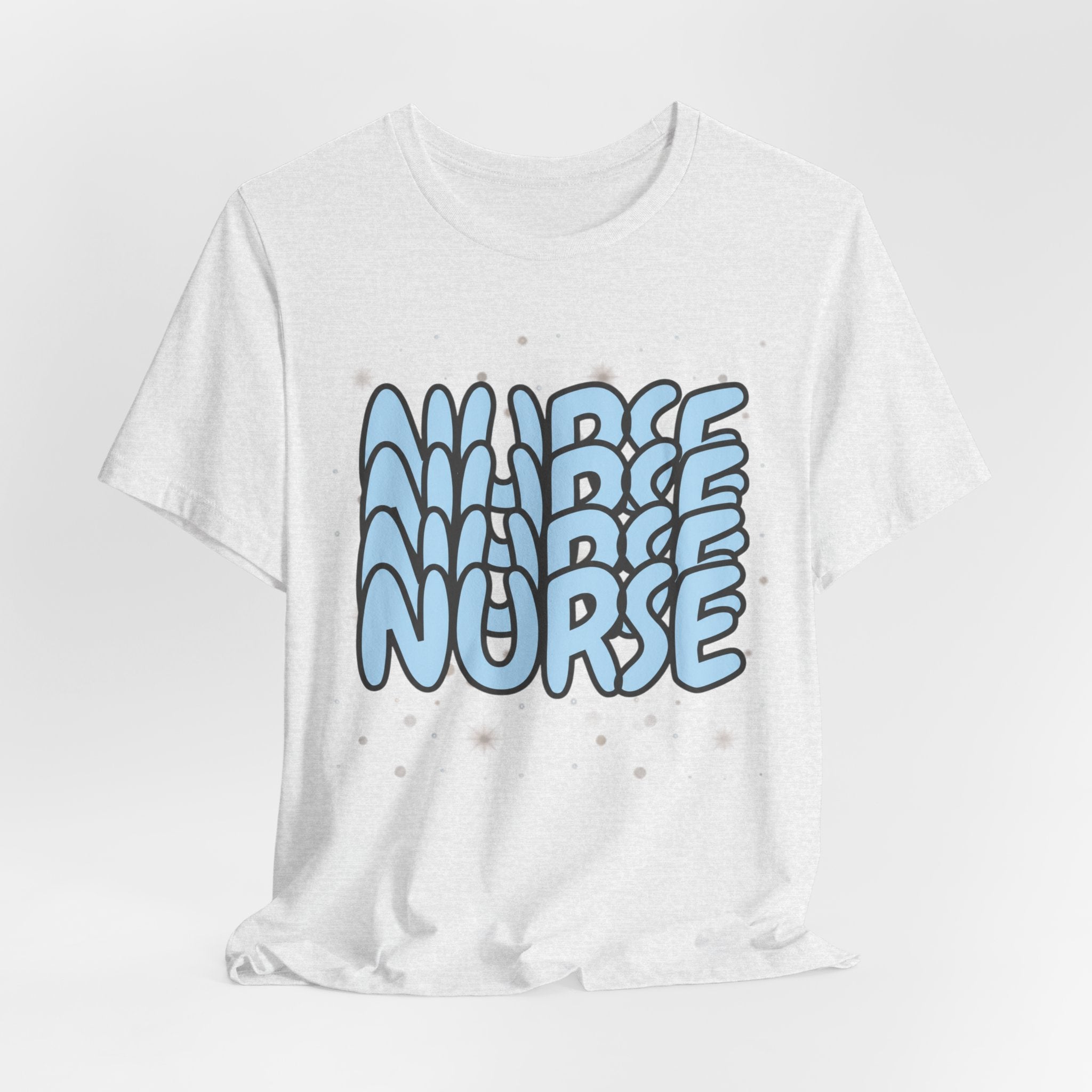 Nurse Retro Bubble Text Tee — Blue "NURSE" Graphic T‑Shirt