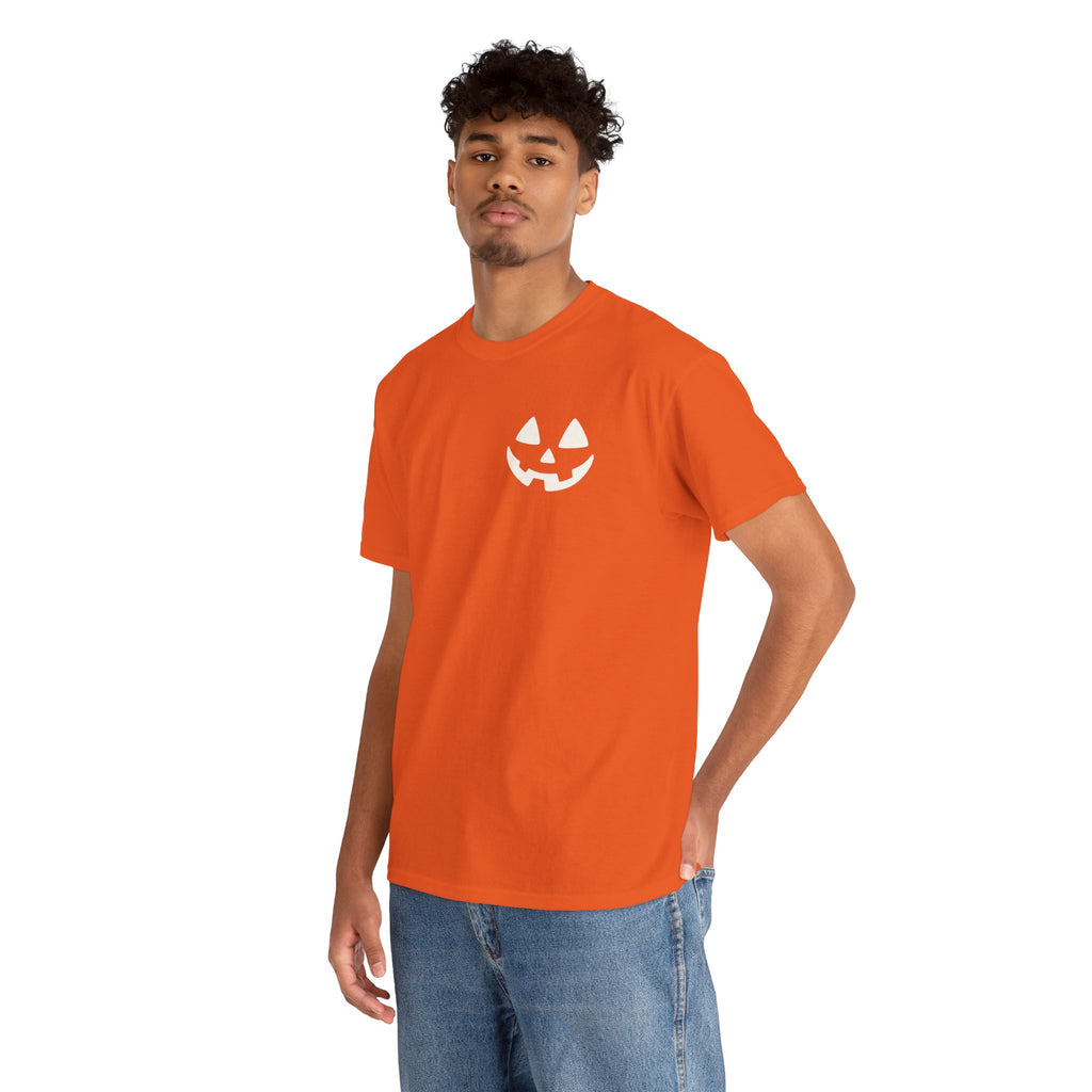 Jack-o'-Lantern Pocket Tee — Halloween Pumpkin Face T-Shirt