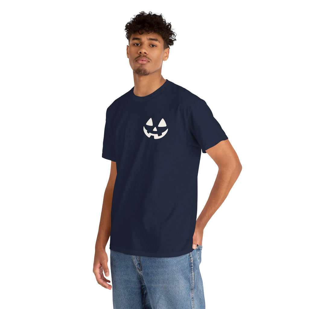 Jack-o'-Lantern Pocket Tee — Halloween Pumpkin Face T-Shirt