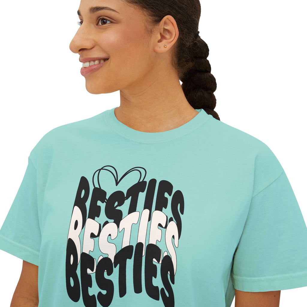 Besties Retro Boxy Tee — Black Letters