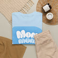 Retro Bubble Text Mom Tee - Blue