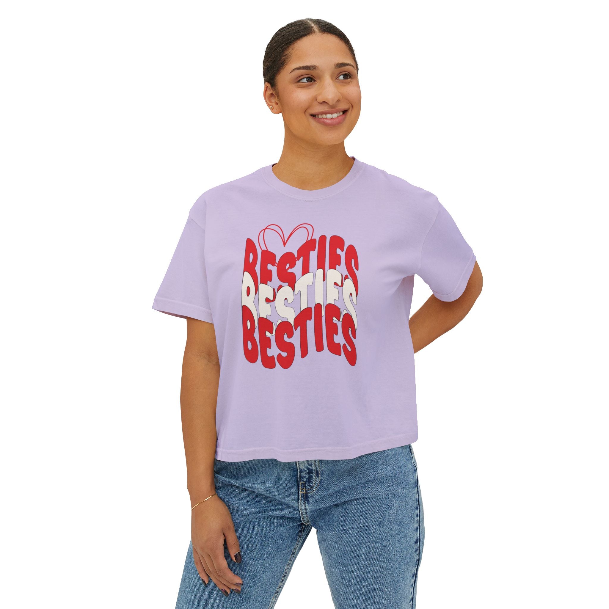 Besties Retro Boxy Tee — Red Letters