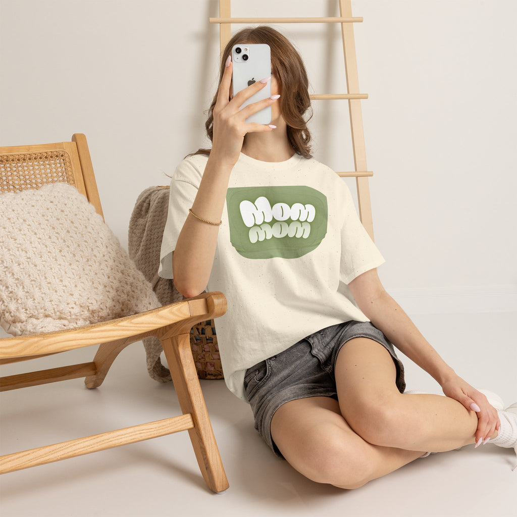 Retro Bubble Text Mom Tee - Green
