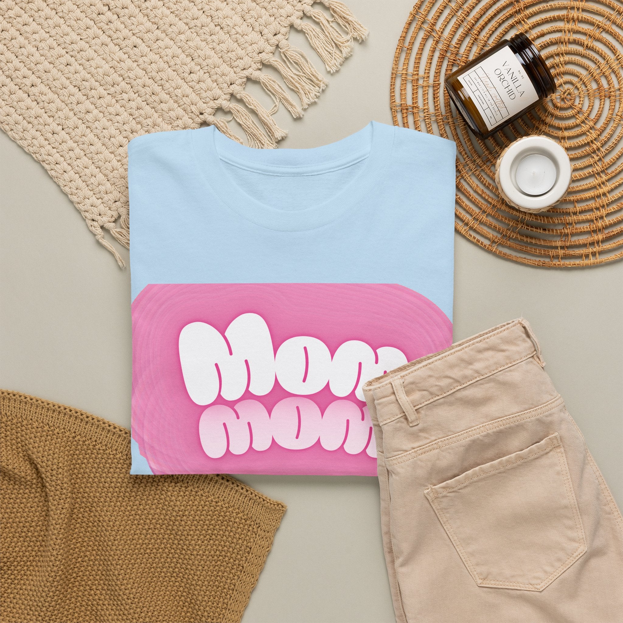 Retro Bubble Text Mom Tee - Pink
