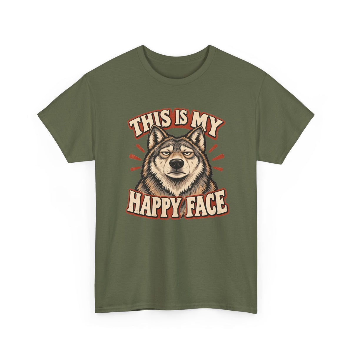 “This Is My Happy Face” Wolf Graphic Tee