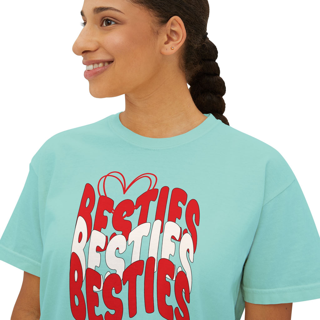 Besties Retro Boxy Tee — Red Letters