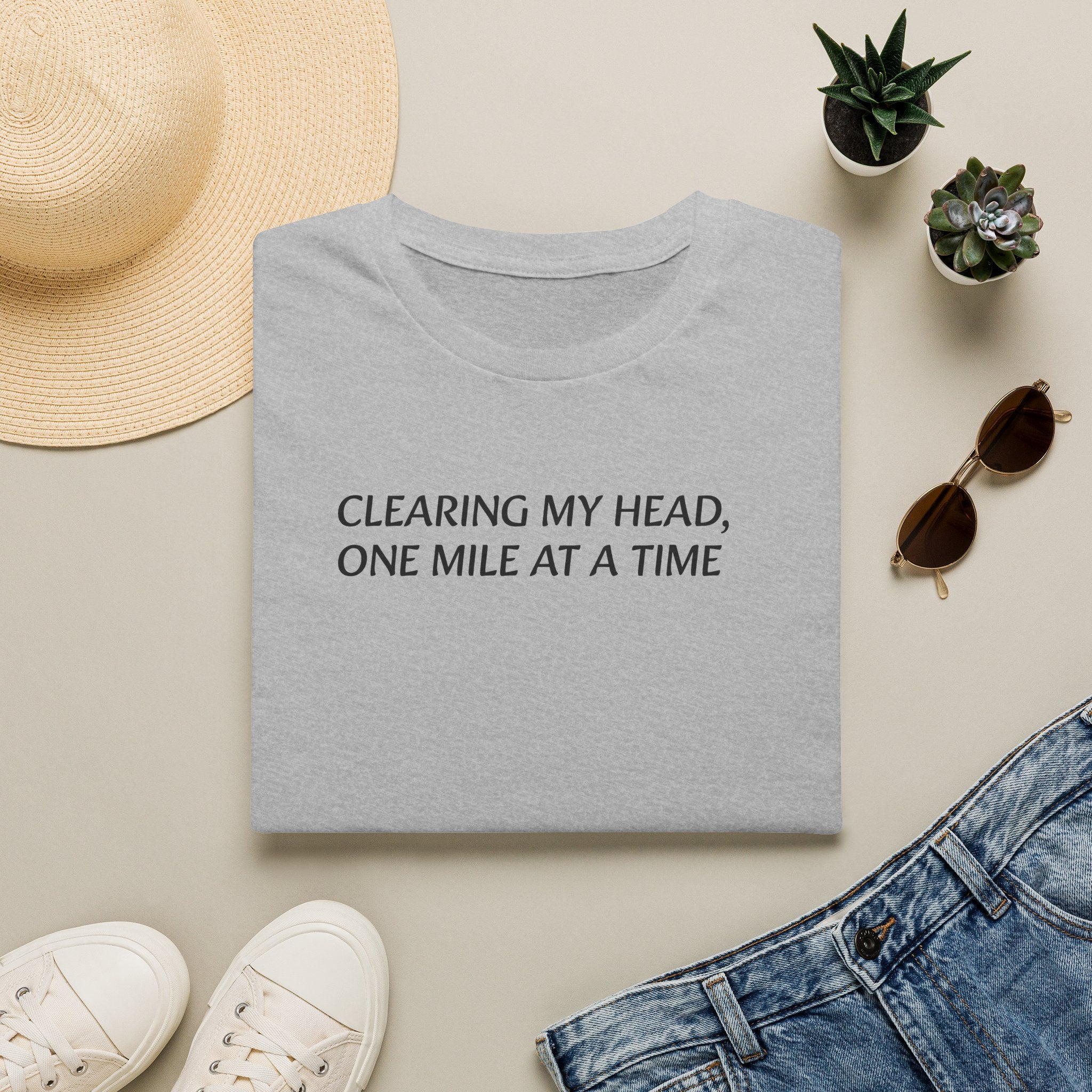 "Clearing My Head, One Mile at a Time" Minimalist Fitness Tee