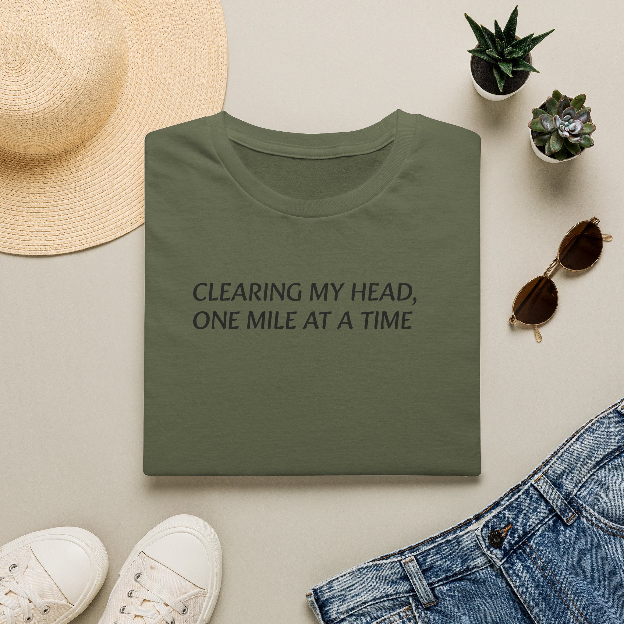"Clearing My Head, One Mile at a Time" Minimalist Fitness Tee