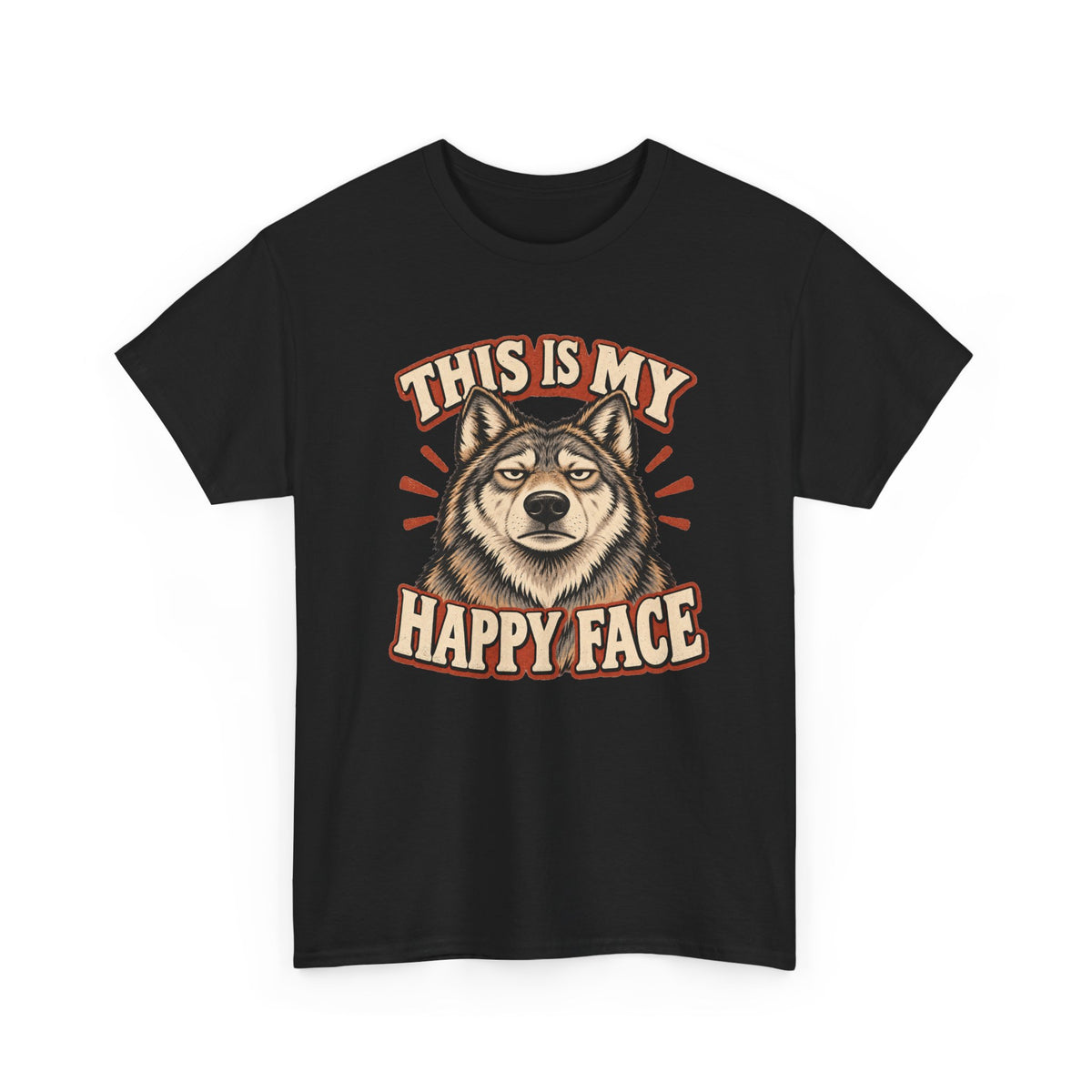 “This Is My Happy Face” Wolf Graphic Tee