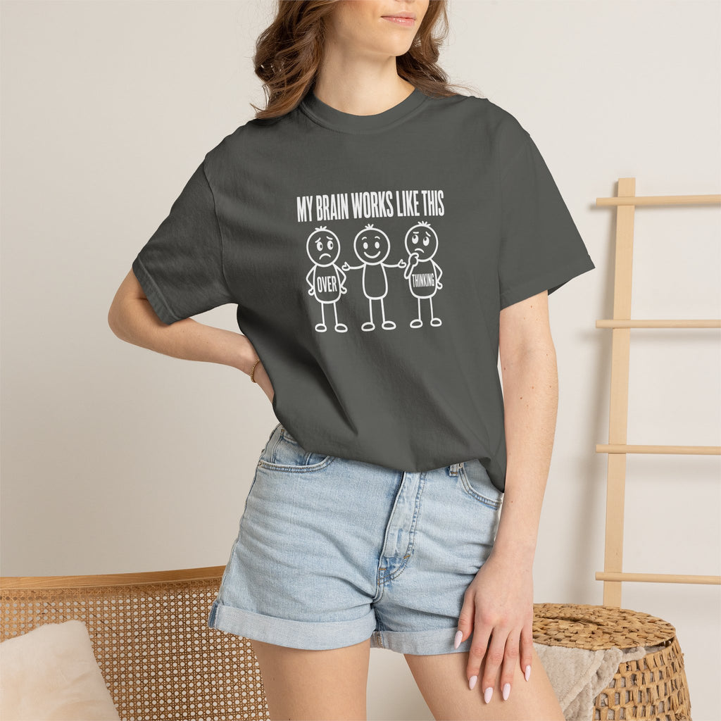 T-Shirt — "My Brain Works Like This" Funny Stick Figure Mental Health Tee