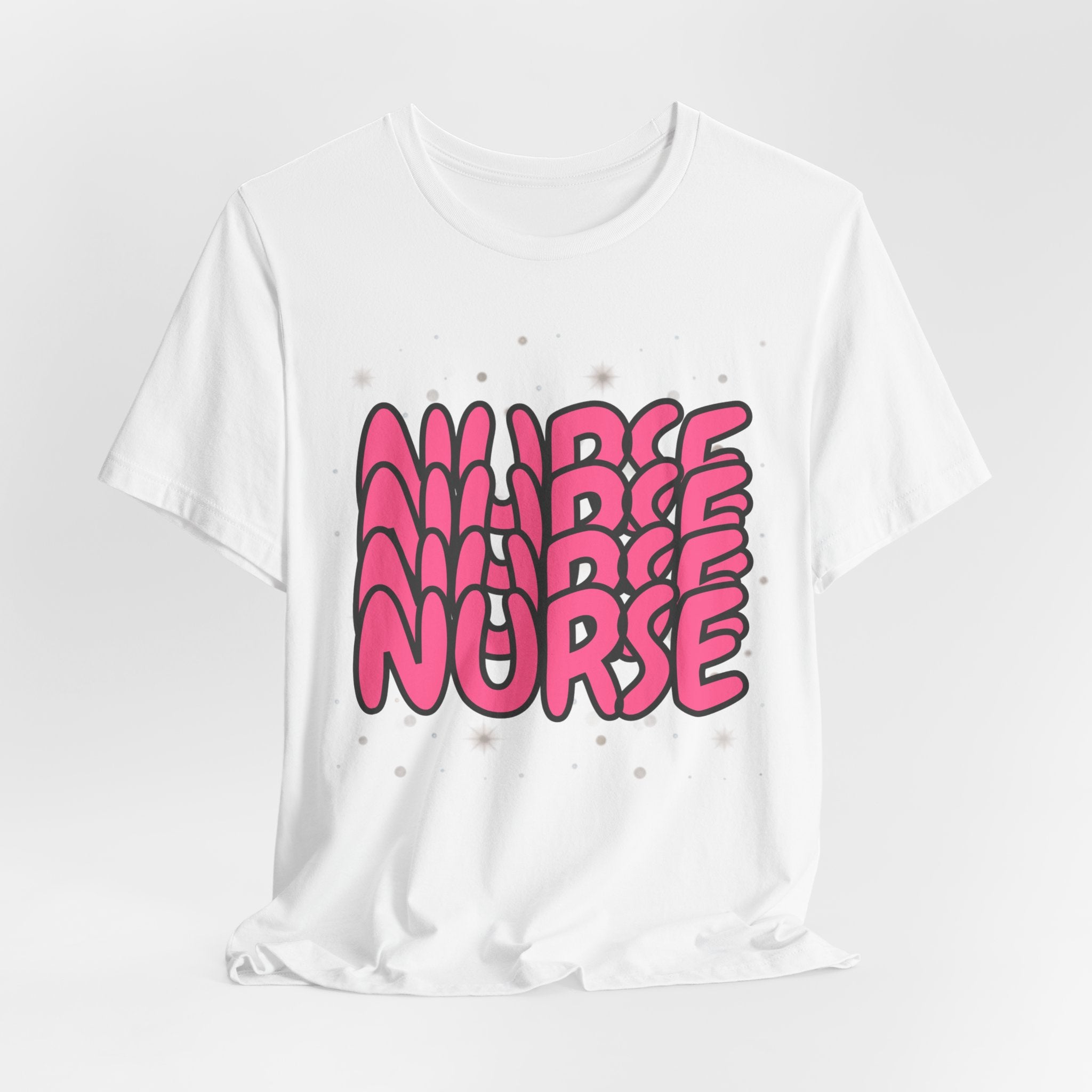 Nurse Retro Bubble Text Tee — Pink "NURSE" Graphic T‑Shirt