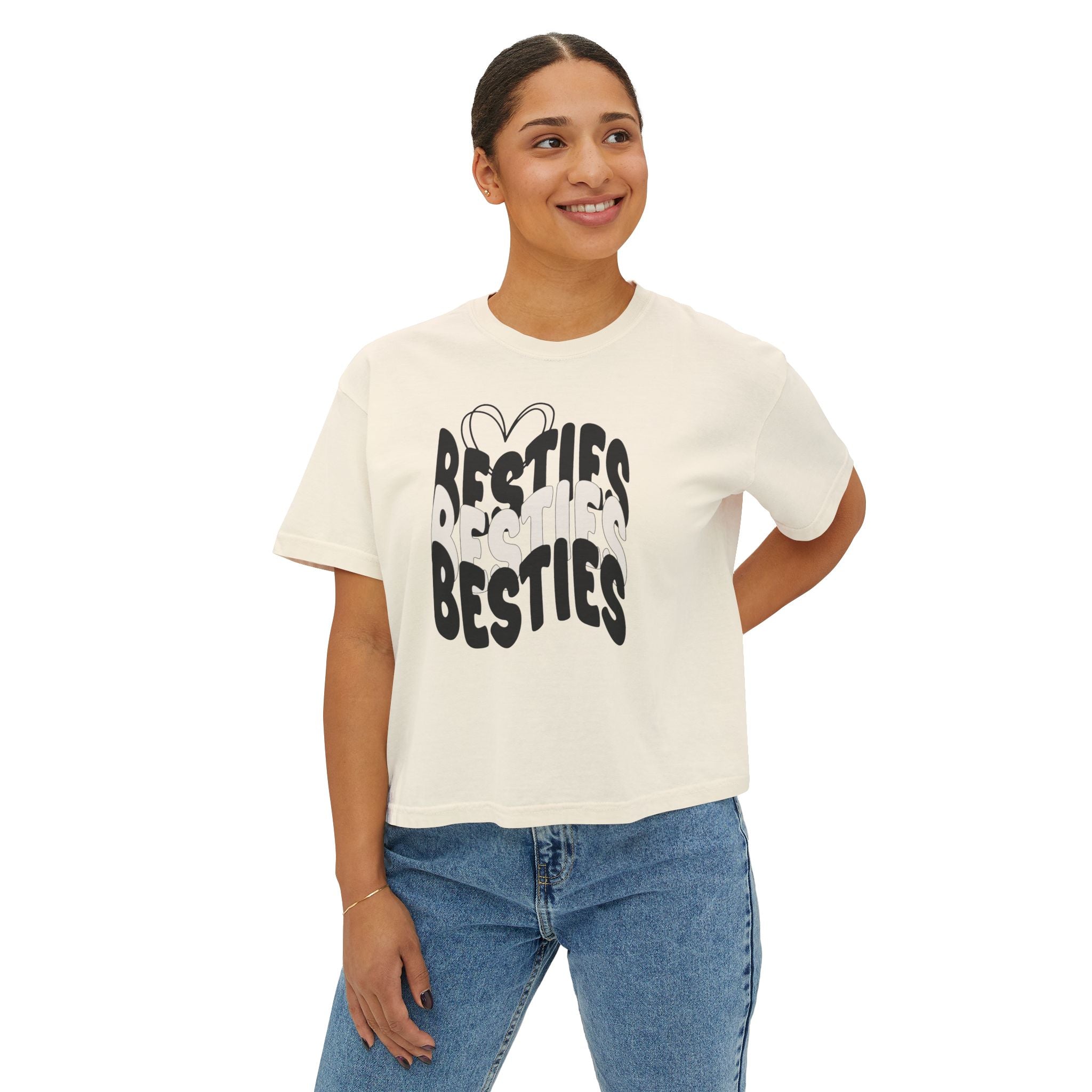 Besties Retro Boxy Tee — Black Letters
