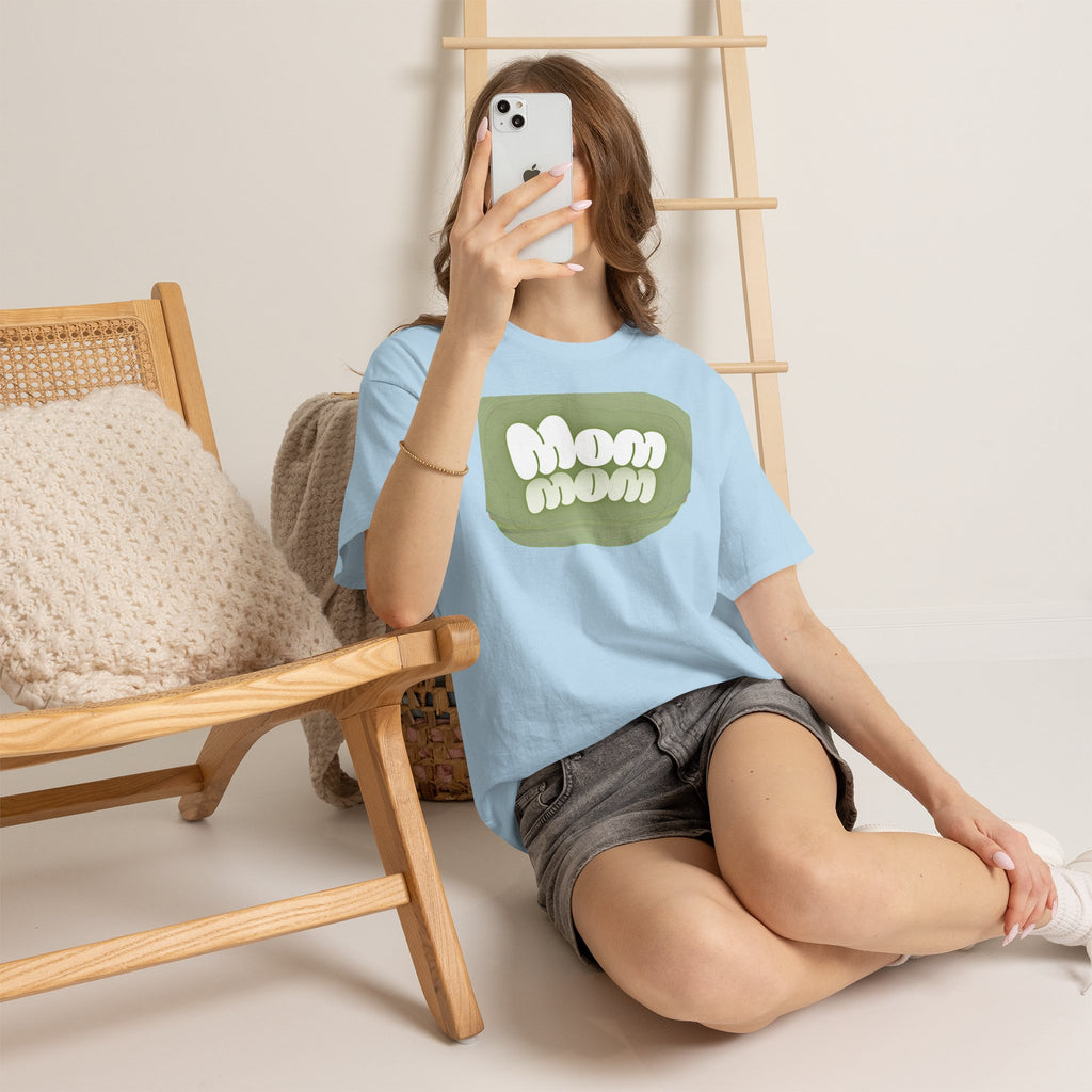 Retro Bubble Text Mom Tee - Green