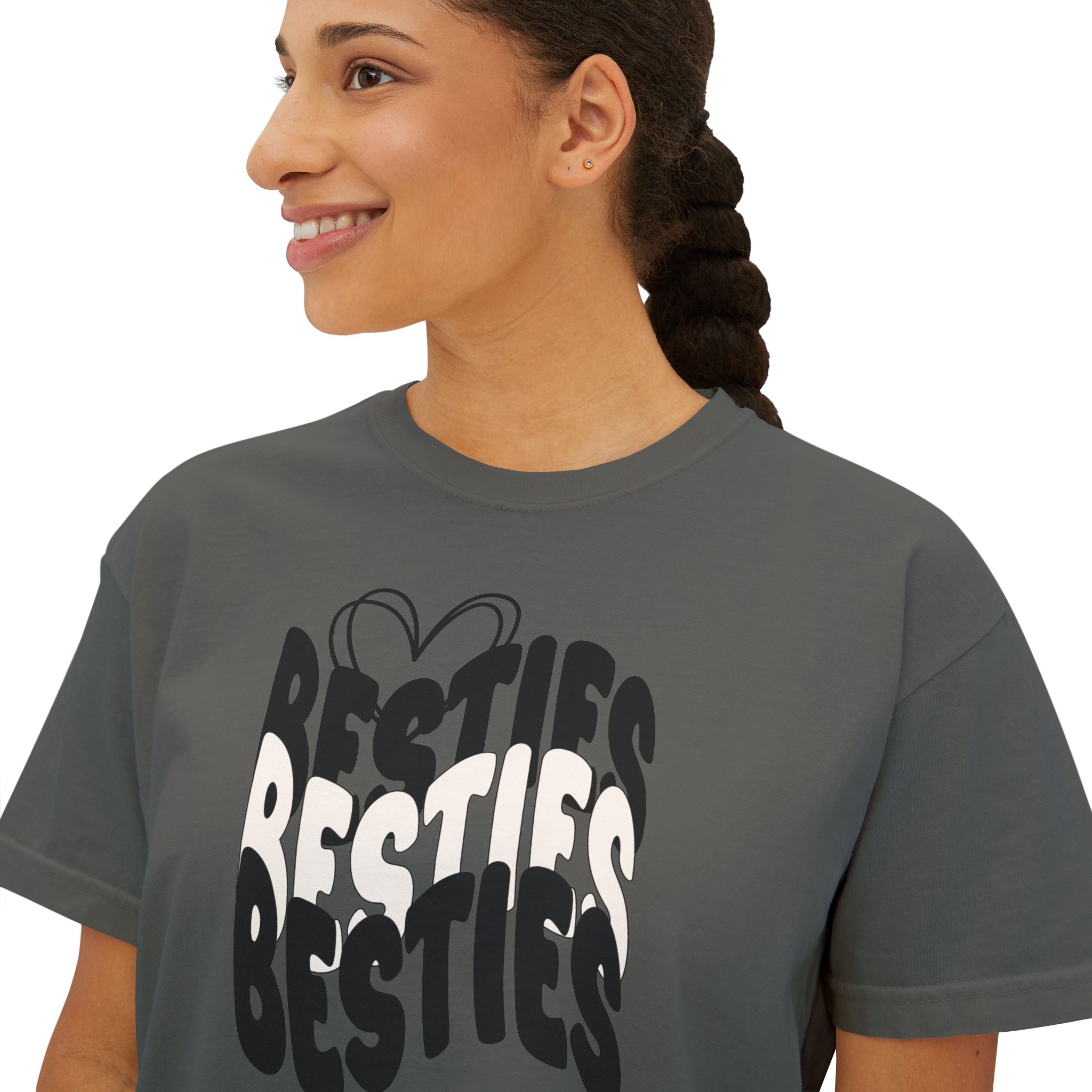 Besties Retro Boxy Tee — Black Letters