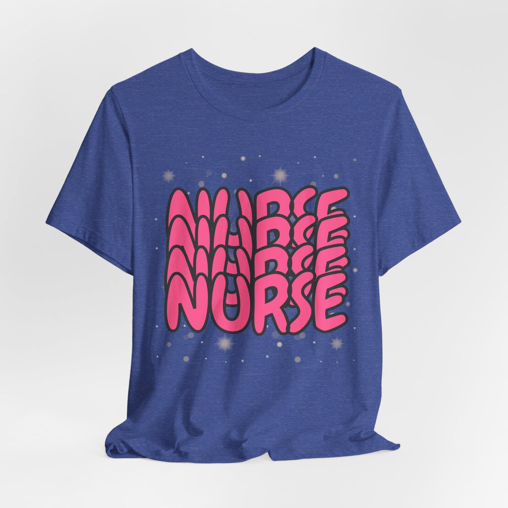 Nurse Retro Bubble Text Tee — Pink "NURSE" Graphic T‑Shirt