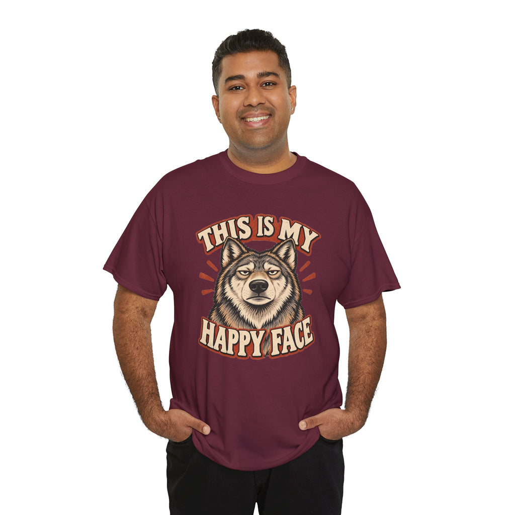 “This Is My Happy Face” Wolf Graphic Tee