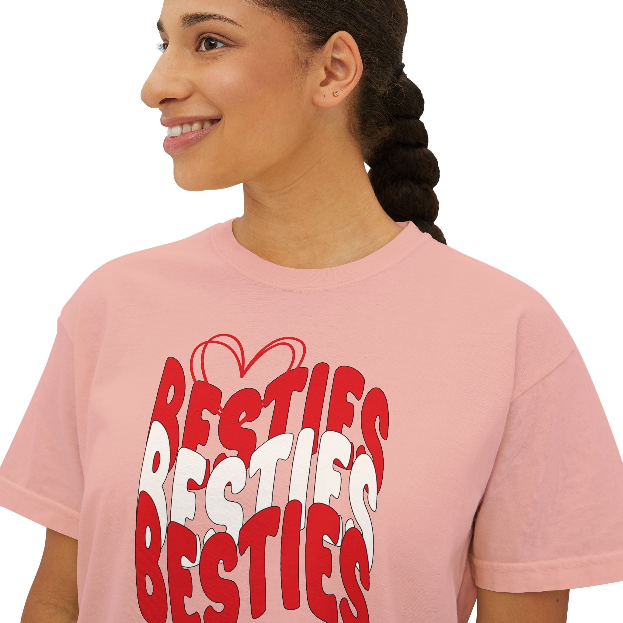 Besties Retro Boxy Tee — Red Letters