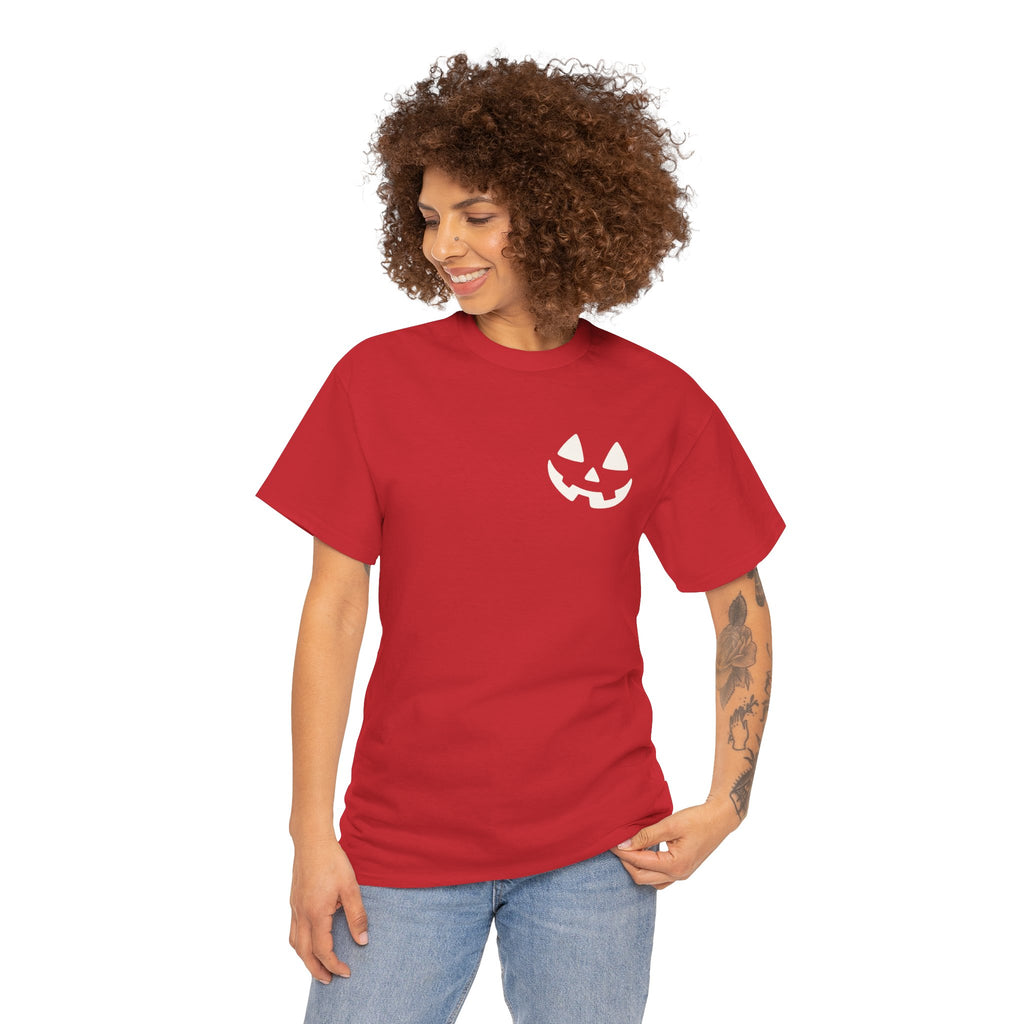 Jack-o'-Lantern Pocket Tee — Halloween Pumpkin Face T-Shirt