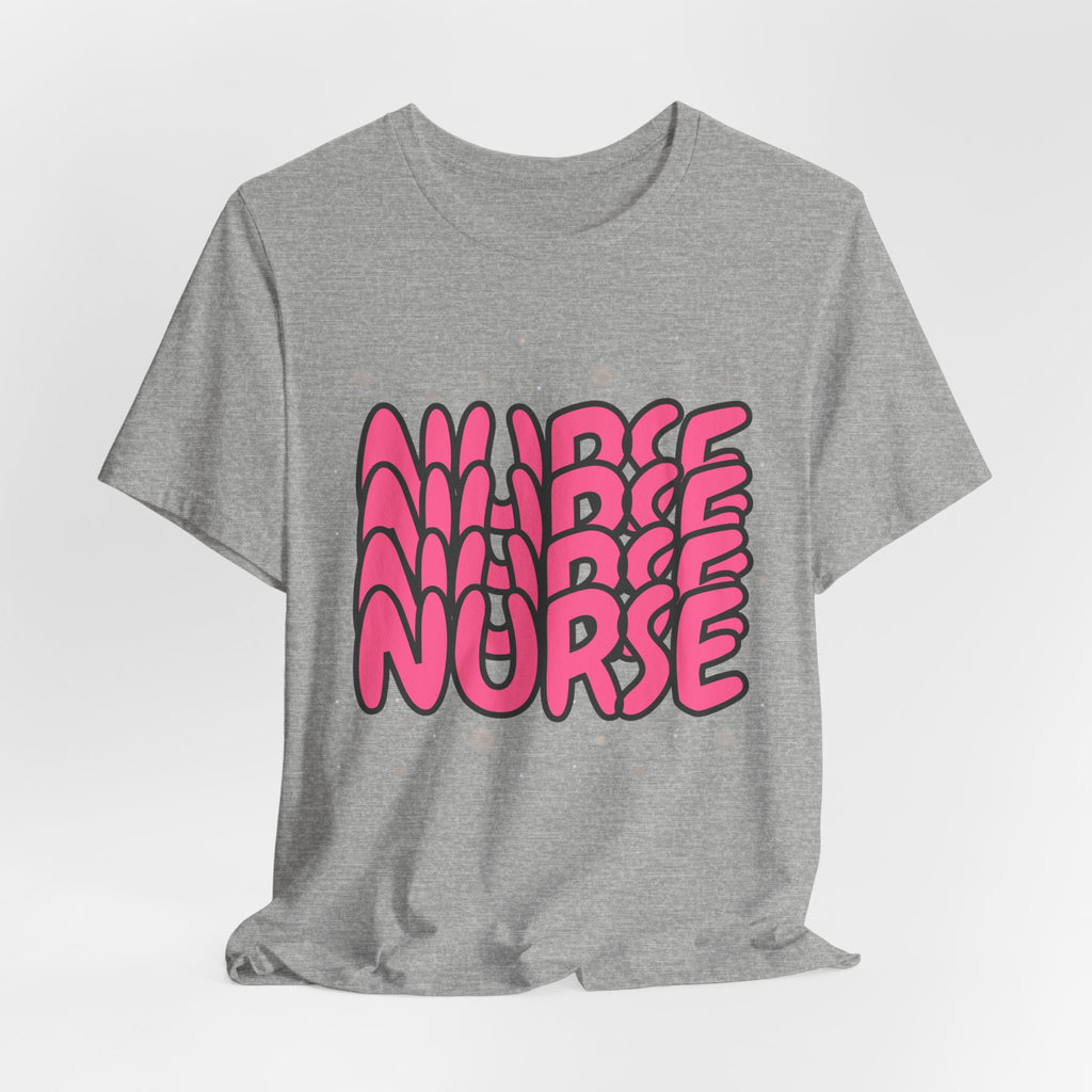 Nurse Retro Bubble Text Tee — Pink "NURSE" Graphic T‑Shirt