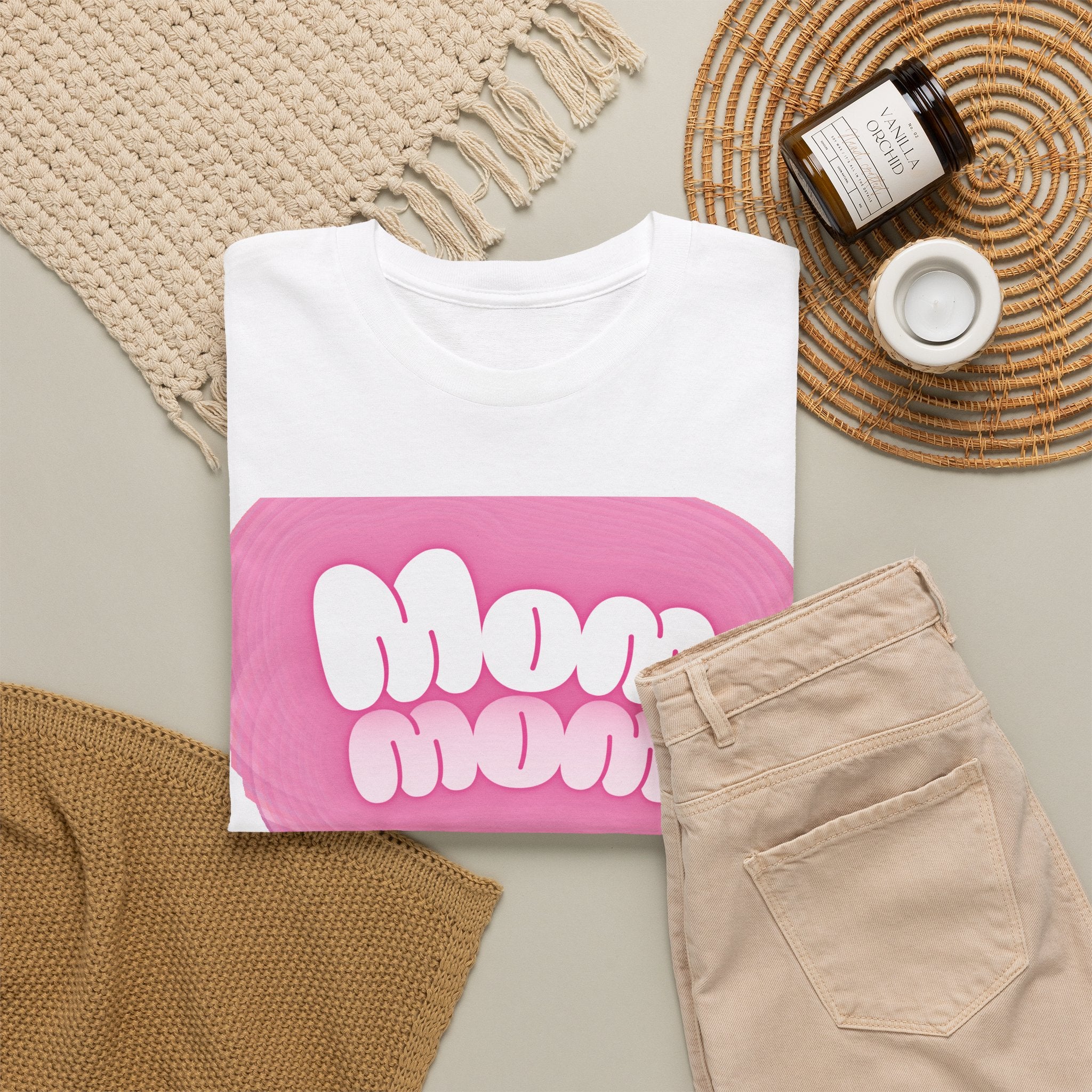 Retro Bubble Text Mom Tee - Pink