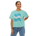 Besties Retro Boxy Tee — Blue Letters