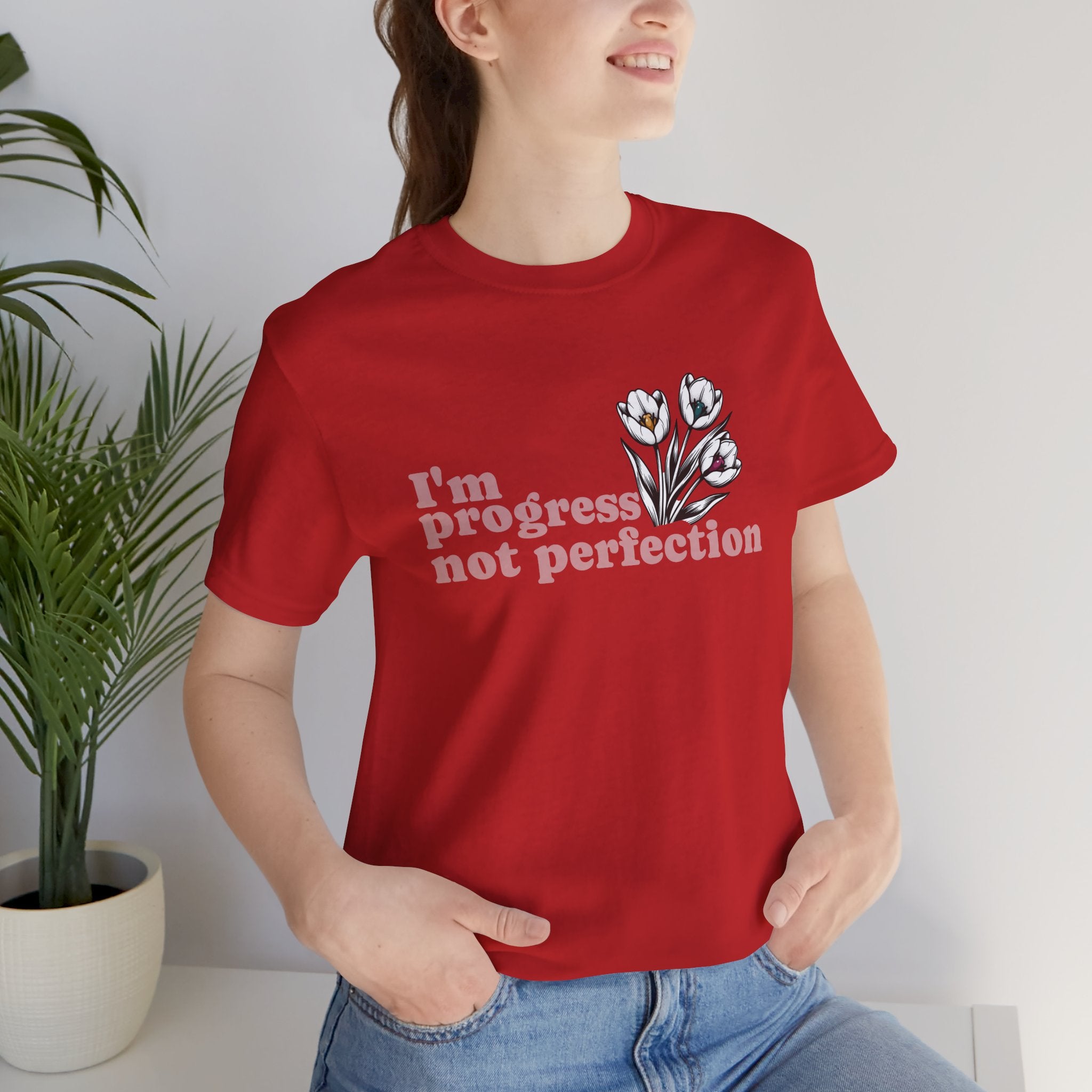 Progress Not Perfection — Floral Self-Love Tee