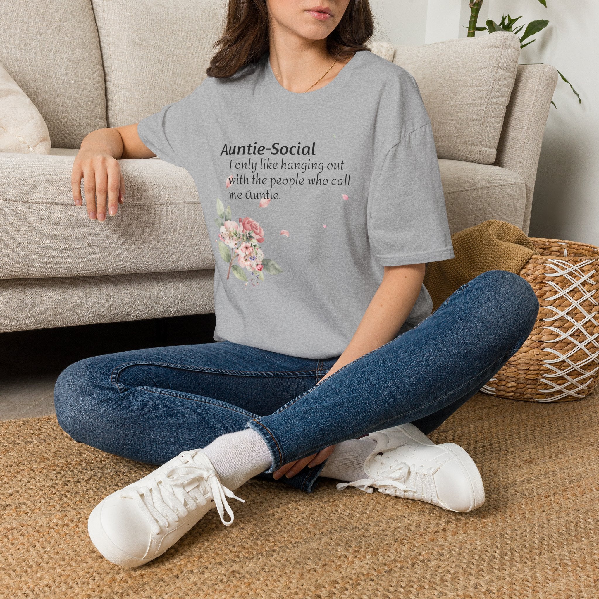 Auntie-Social Floral Tee