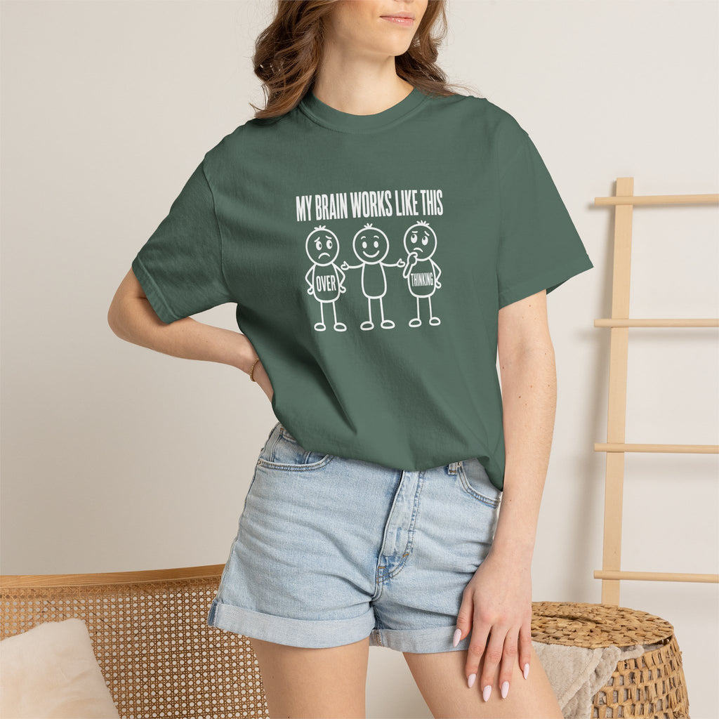 T-Shirt — "My Brain Works Like This" Funny Stick Figure Mental Health Tee