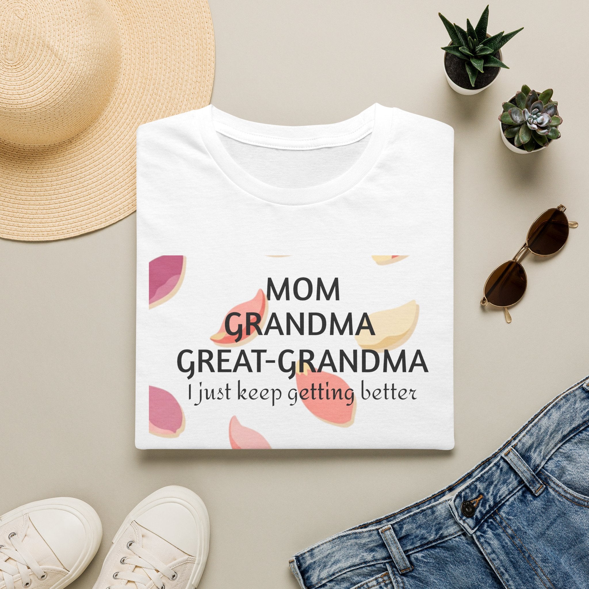 Mom Grandma Great-Grandma Floral Tee