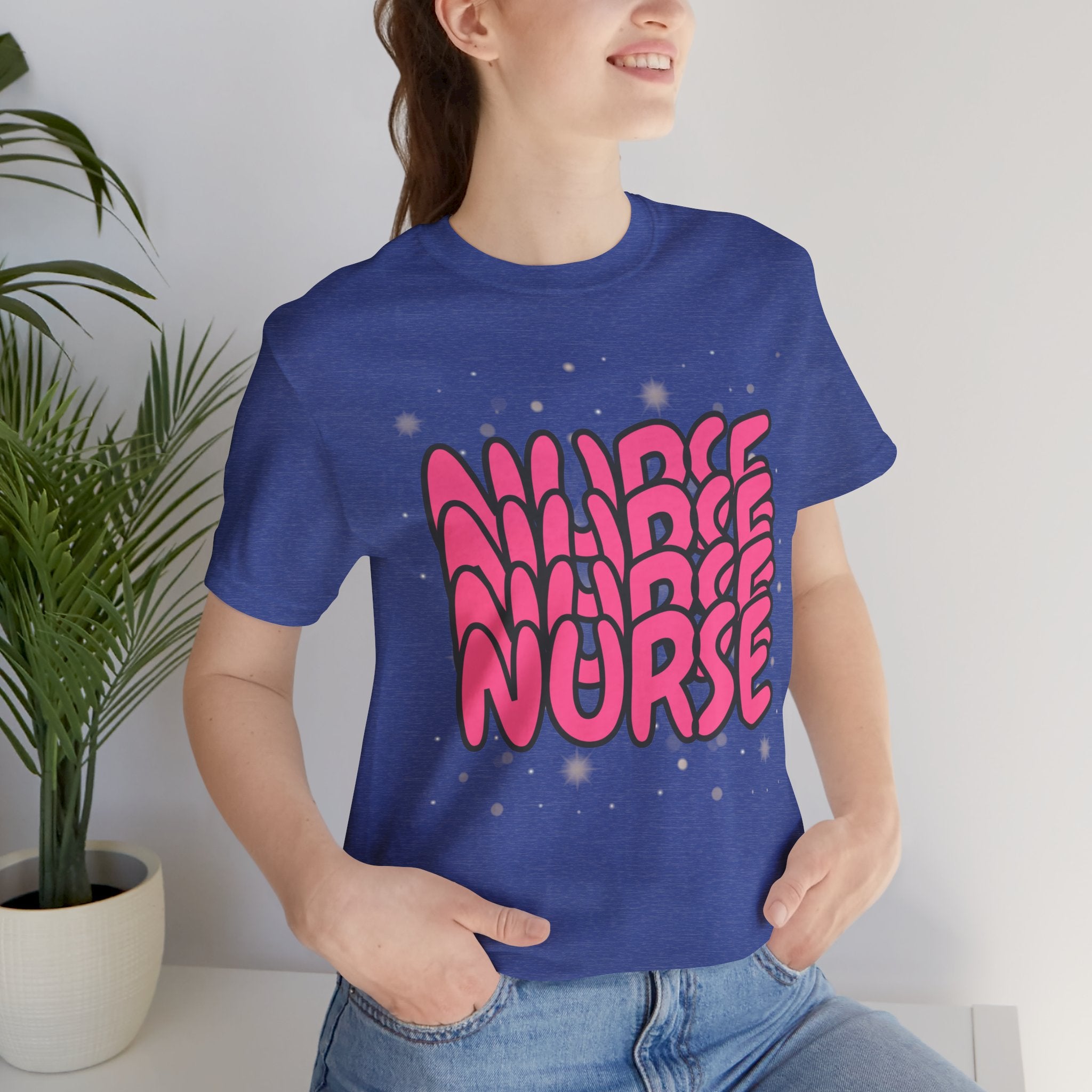 Nurse Retro Bubble Text Tee — Pink "NURSE" Graphic T‑Shirt