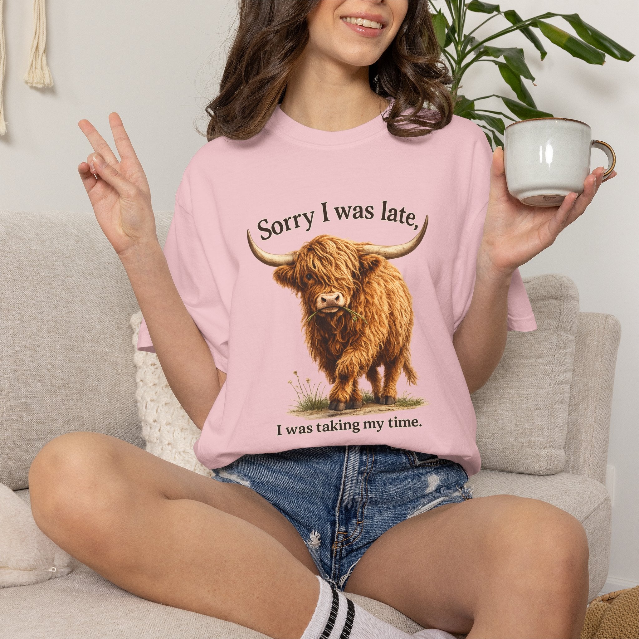 Highland Cow "Sorry I Was Late, I Was Taking My Time" - Graphic Tee