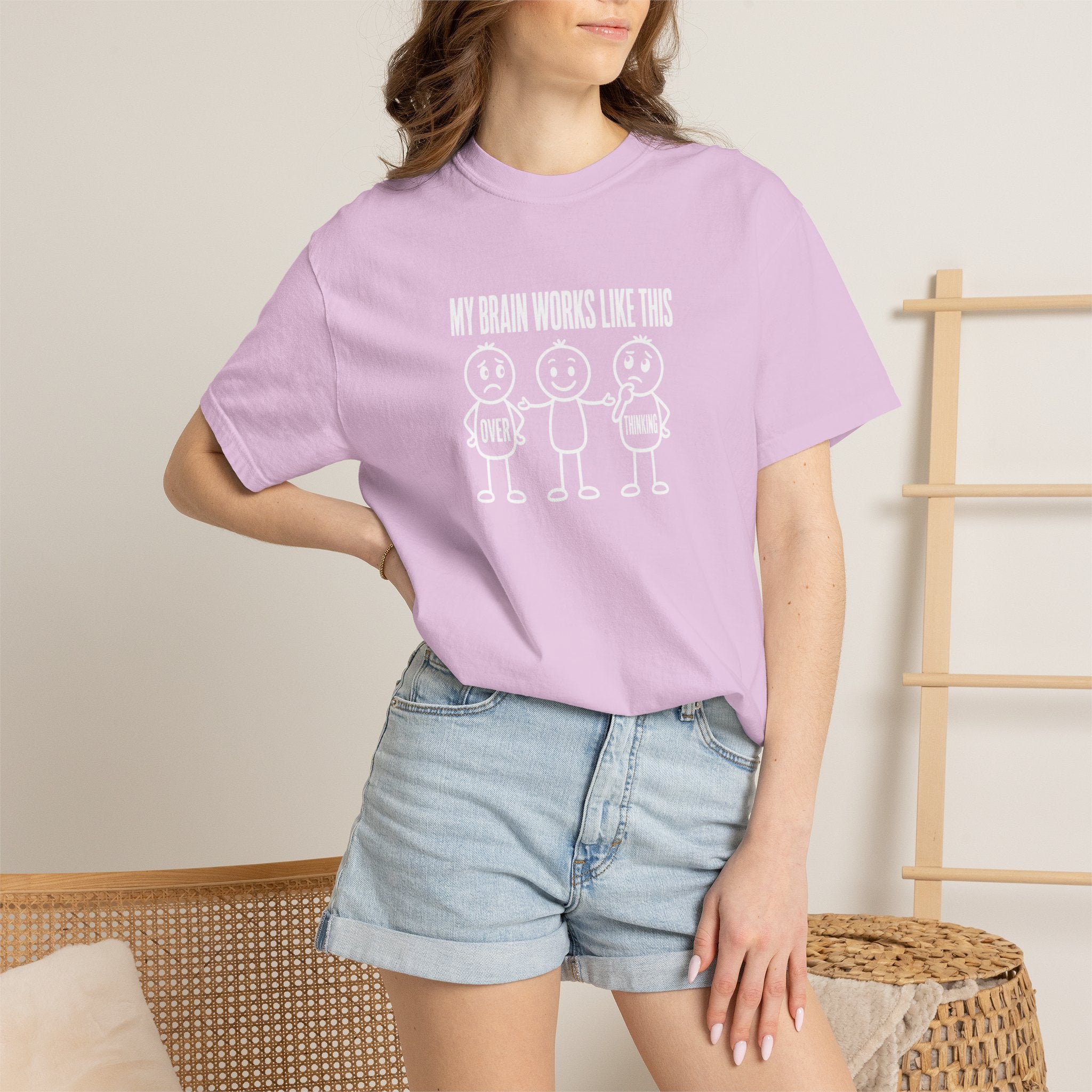 T-Shirt — "My Brain Works Like This" Funny Stick Figure Mental Health Tee