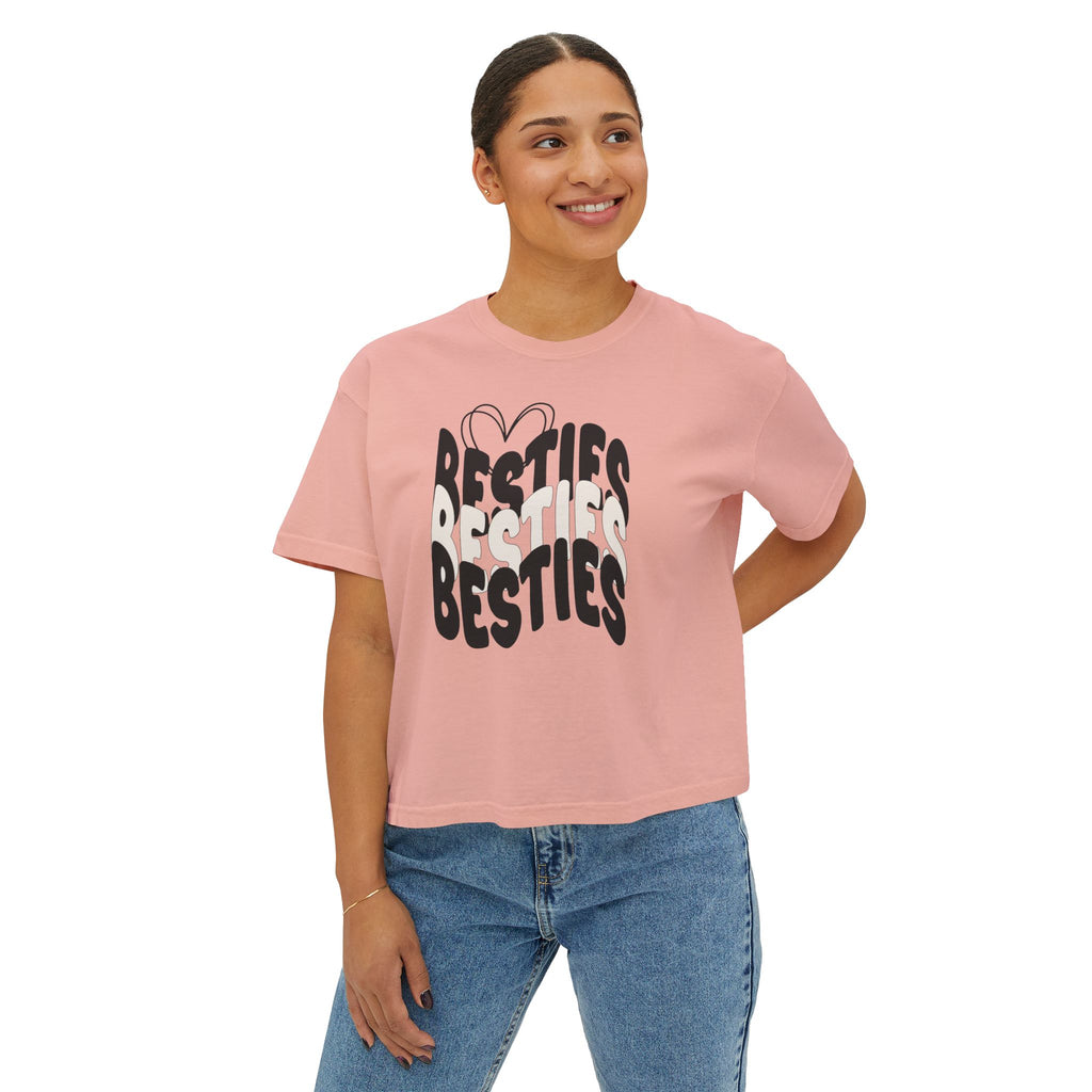 Besties Retro Boxy Tee — Black Letters