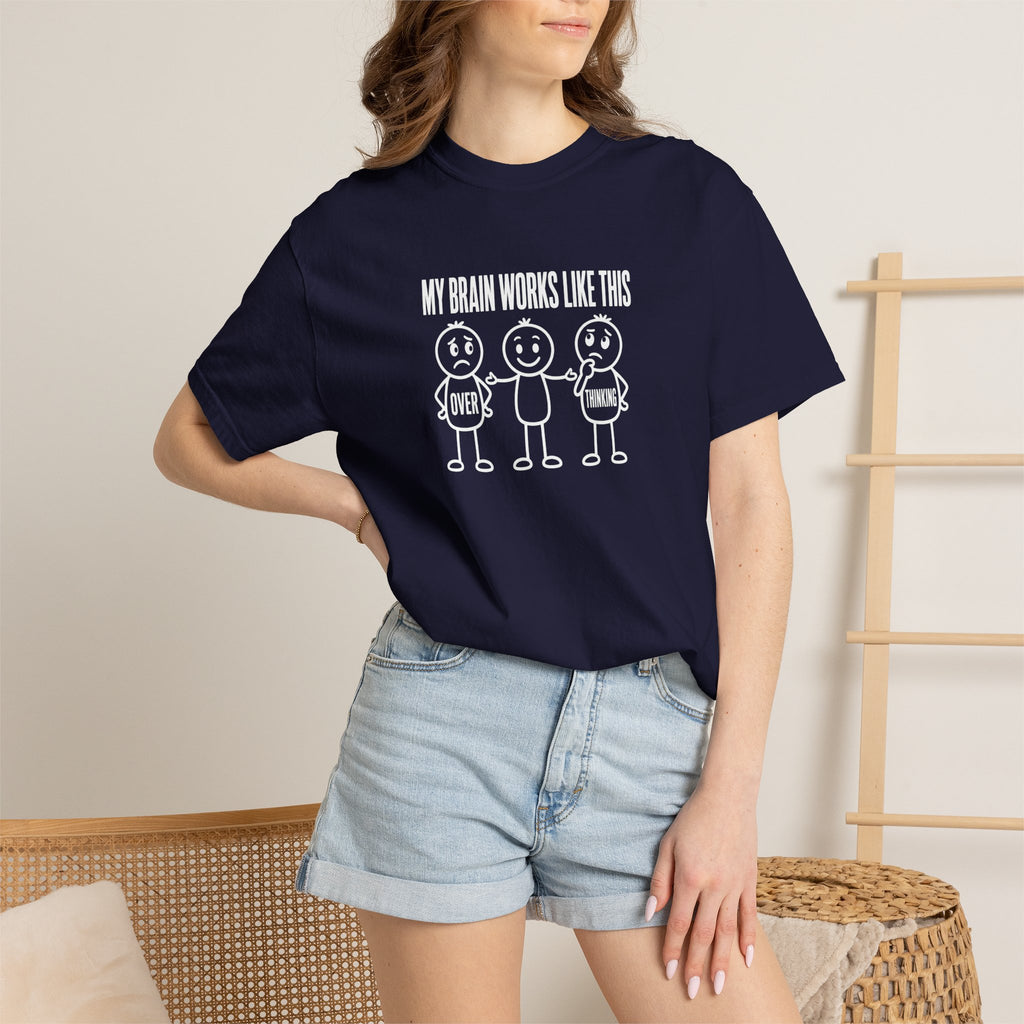 T-Shirt — "My Brain Works Like This" Funny Stick Figure Mental Health Tee