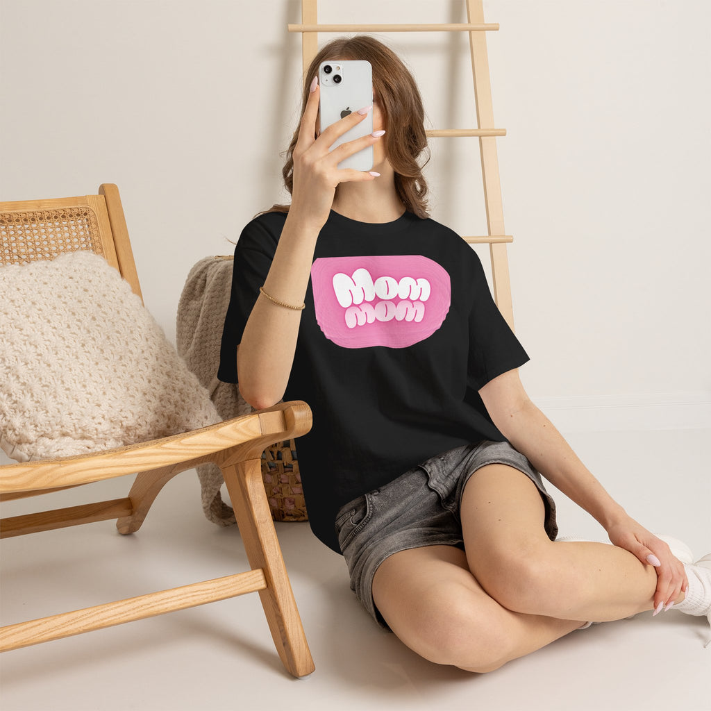 Retro Bubble Text Mom Tee - Pink
