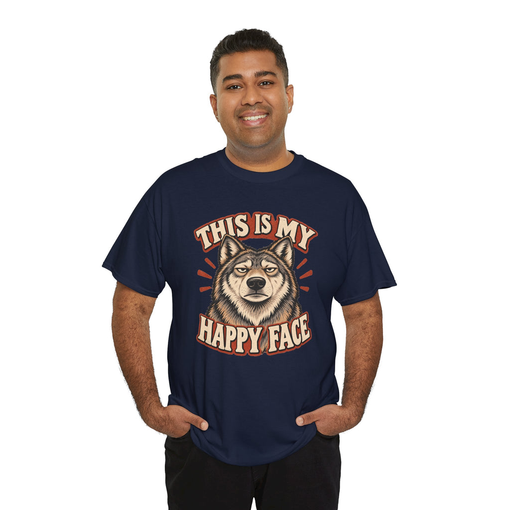 “This Is My Happy Face” Wolf Graphic Tee