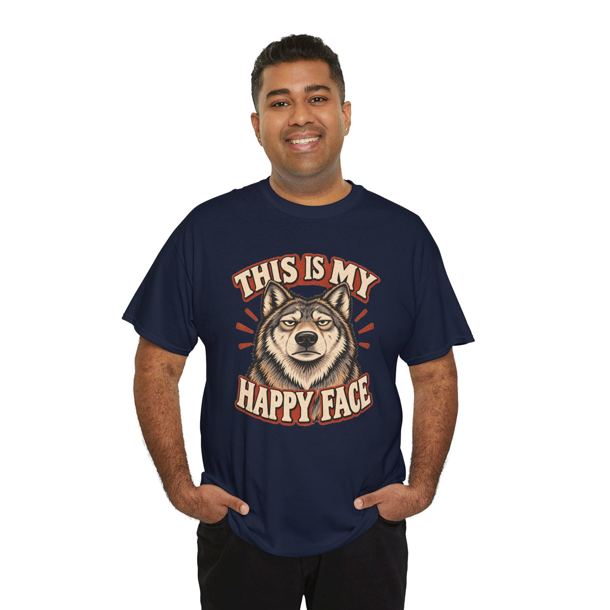 “This Is My Happy Face” Wolf Graphic Tee