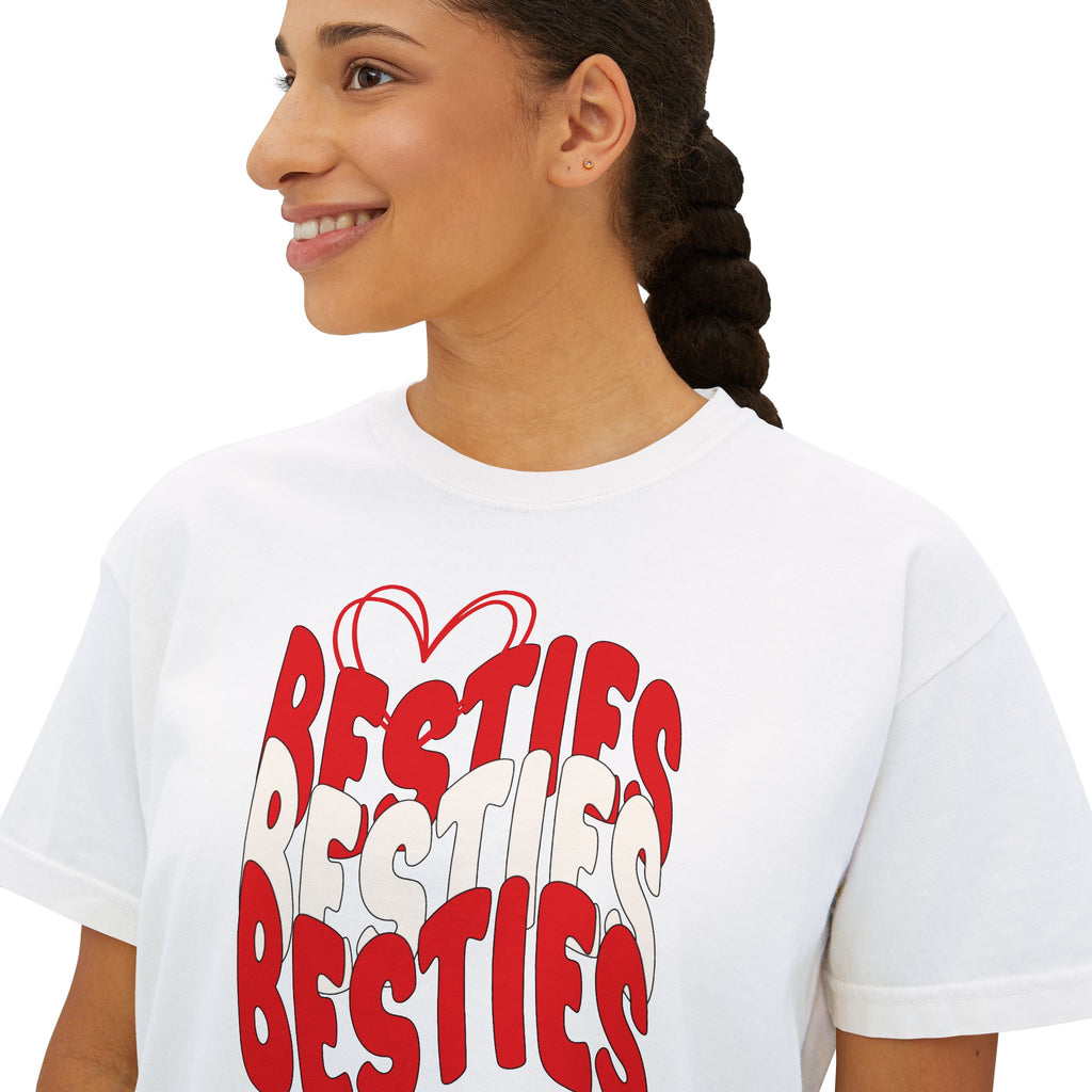 Besties Retro Boxy Tee — Red Letters