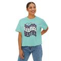 Besties Retro Boxy Tee — Plum Letters