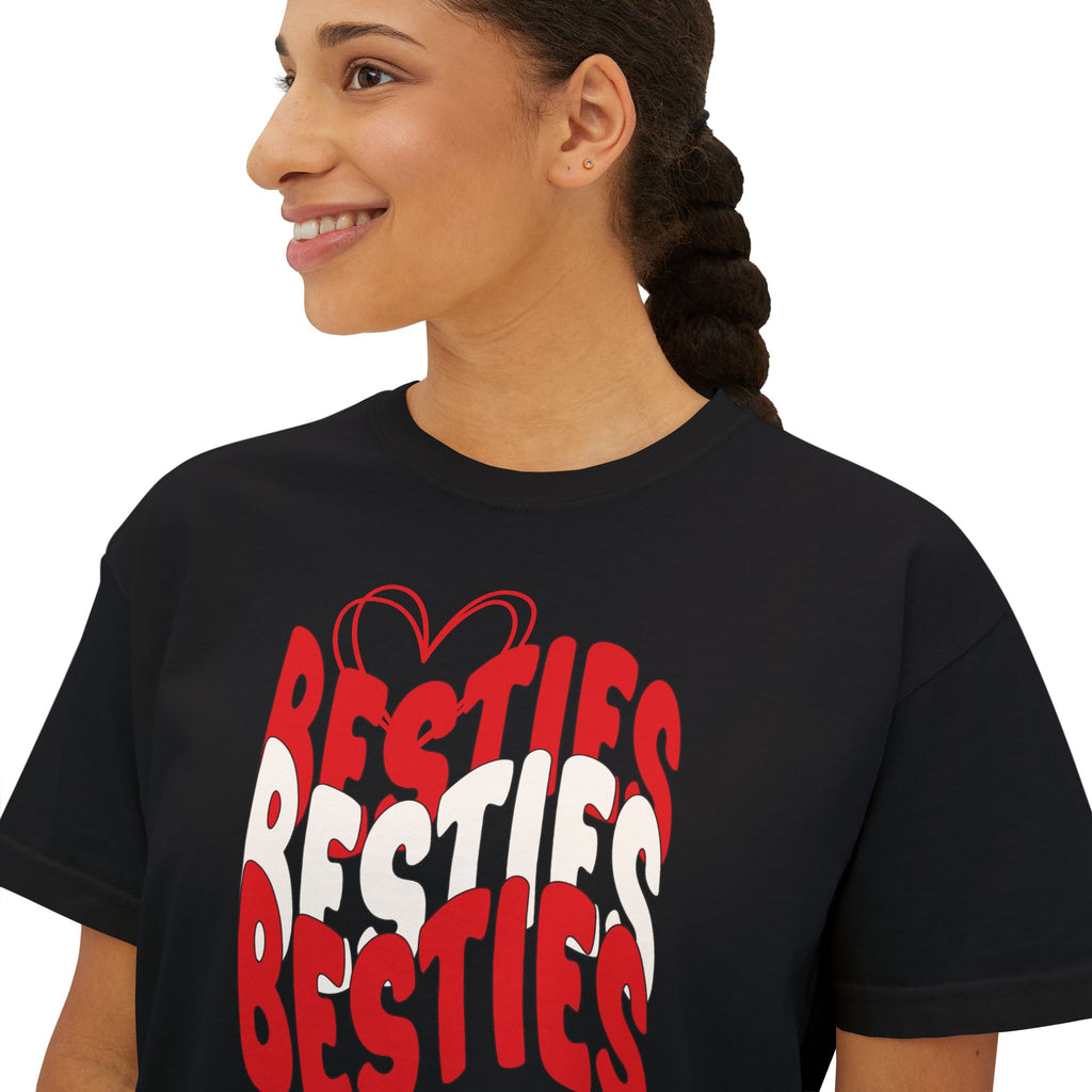 Besties Retro Boxy Tee — Red Letters