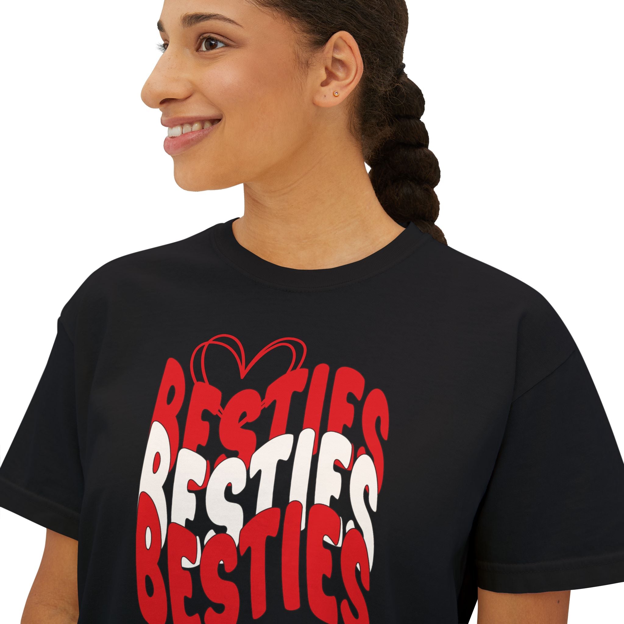 Besties Retro Boxy Tee — Red Letters