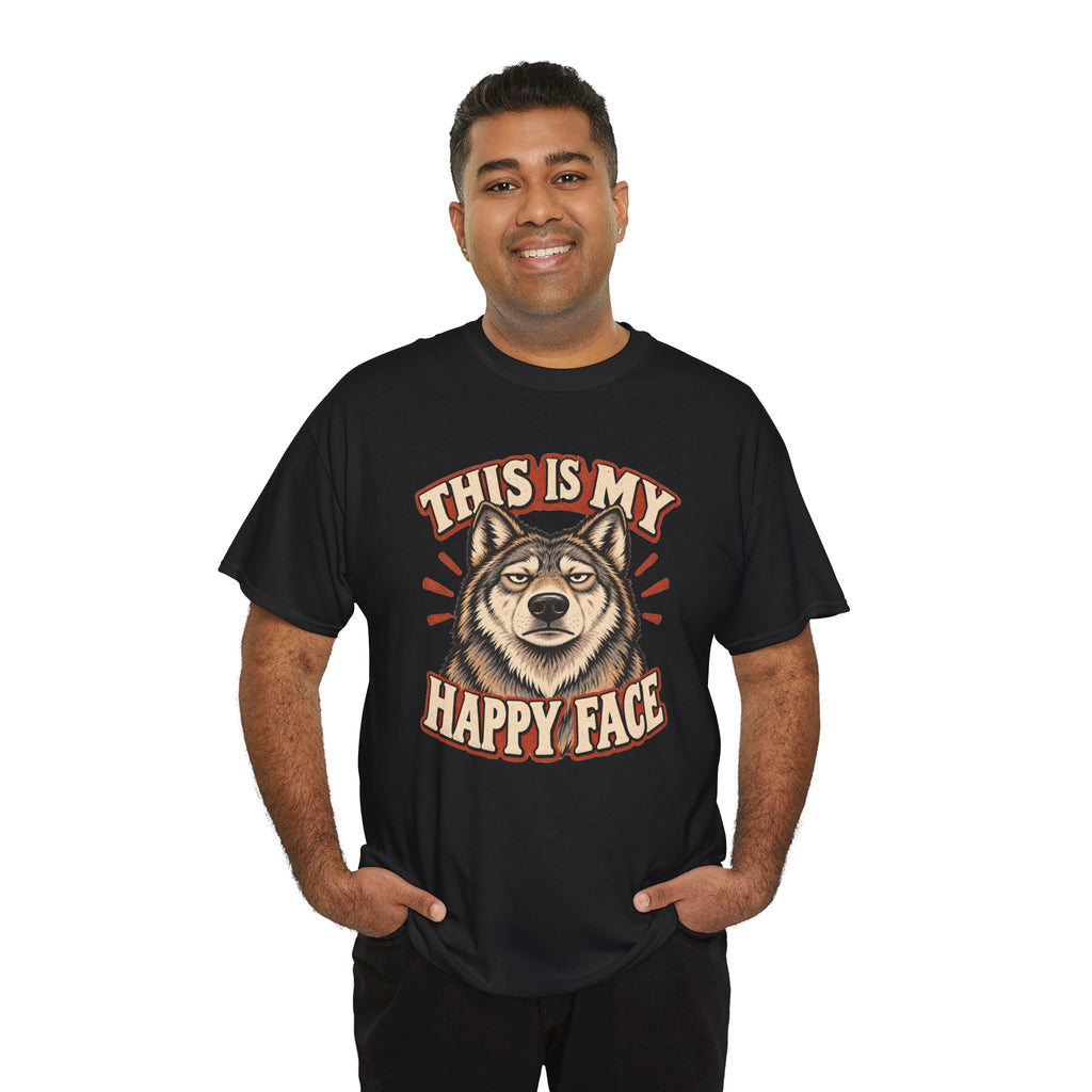 “This Is My Happy Face” Wolf Graphic Tee
