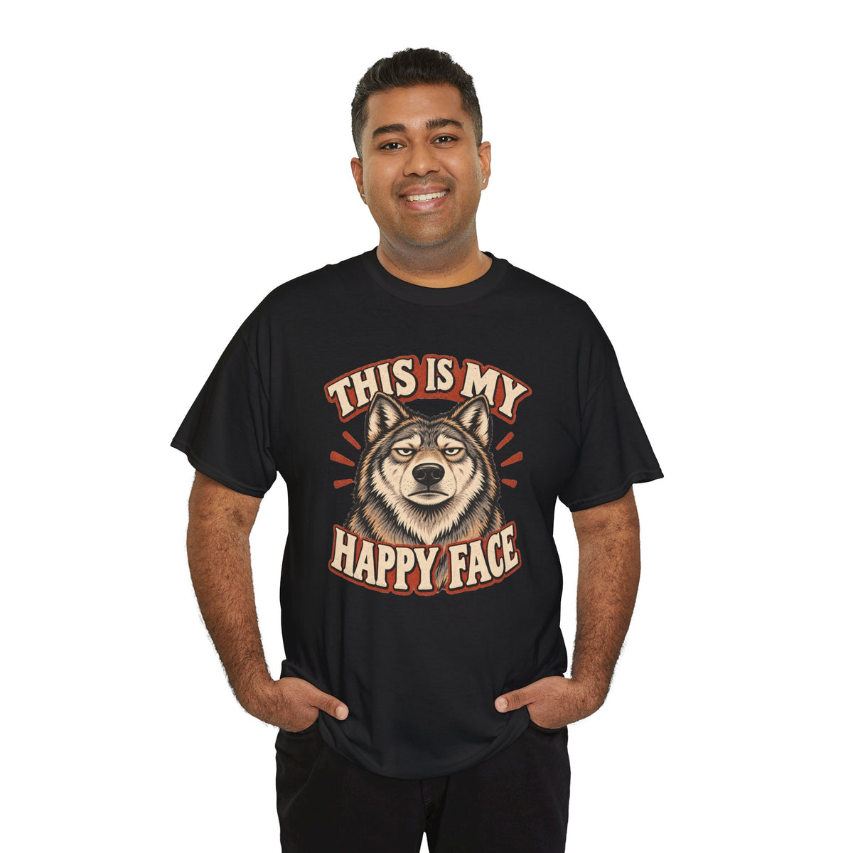 “This Is My Happy Face” Wolf Graphic Tee